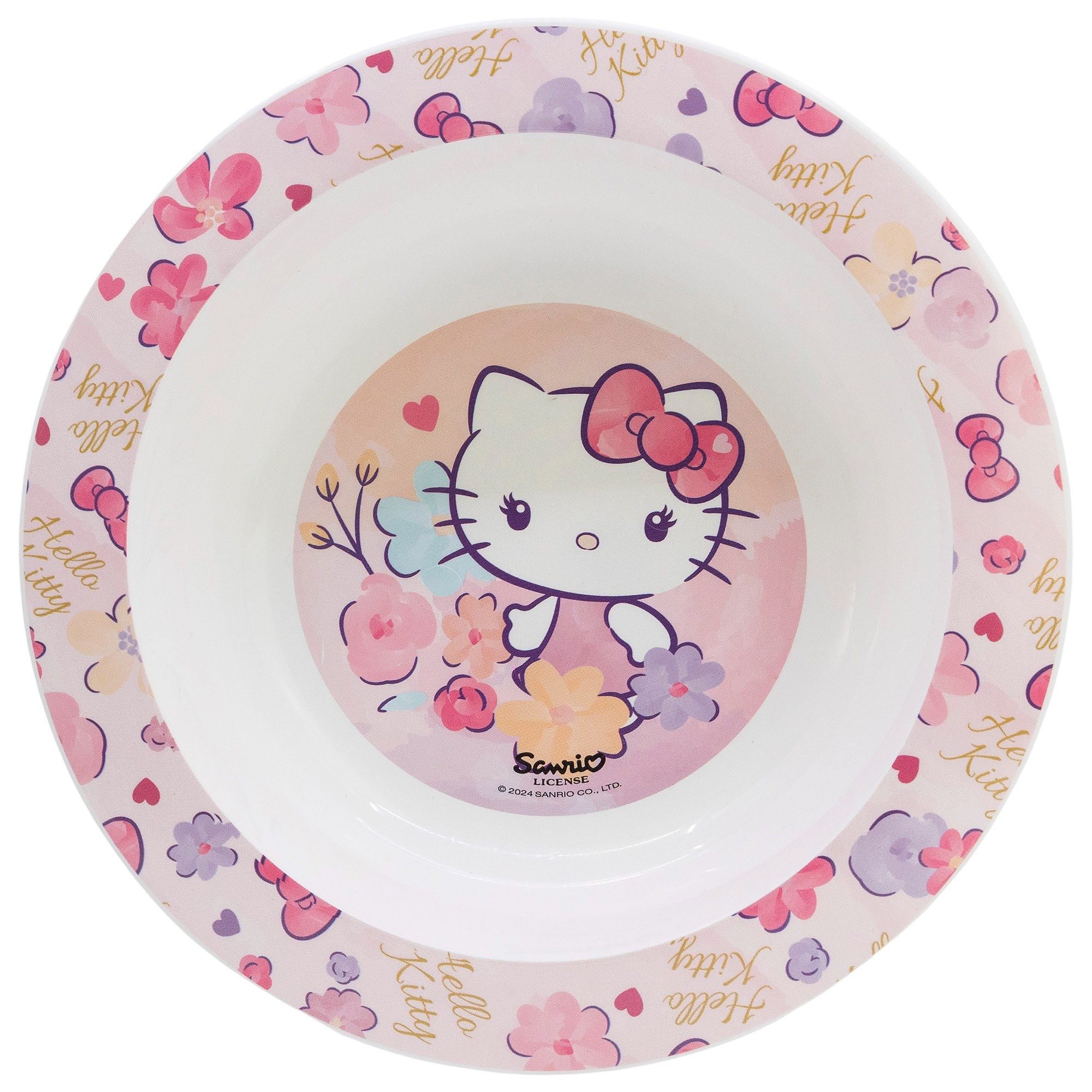 Hello Kitty Kindergeschirr-Set Hello Kitty Kinder Geschirr-Set 3 teilig Becher Teller Schüssel (3-tlg), 1 Personen