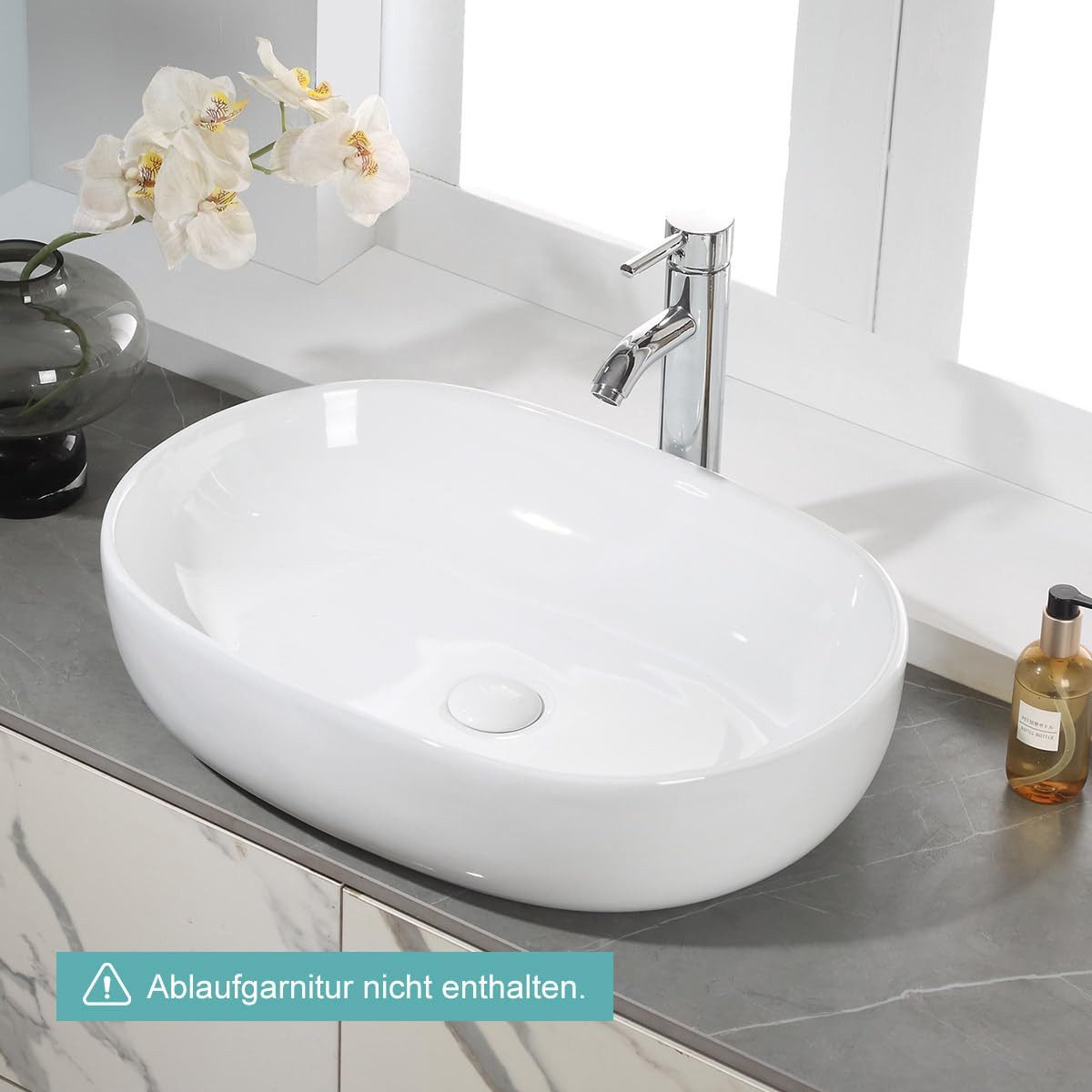 HOROW Waschbecken Aufsatzwaschbecken Oval - Waschbecken günstig online kaufen