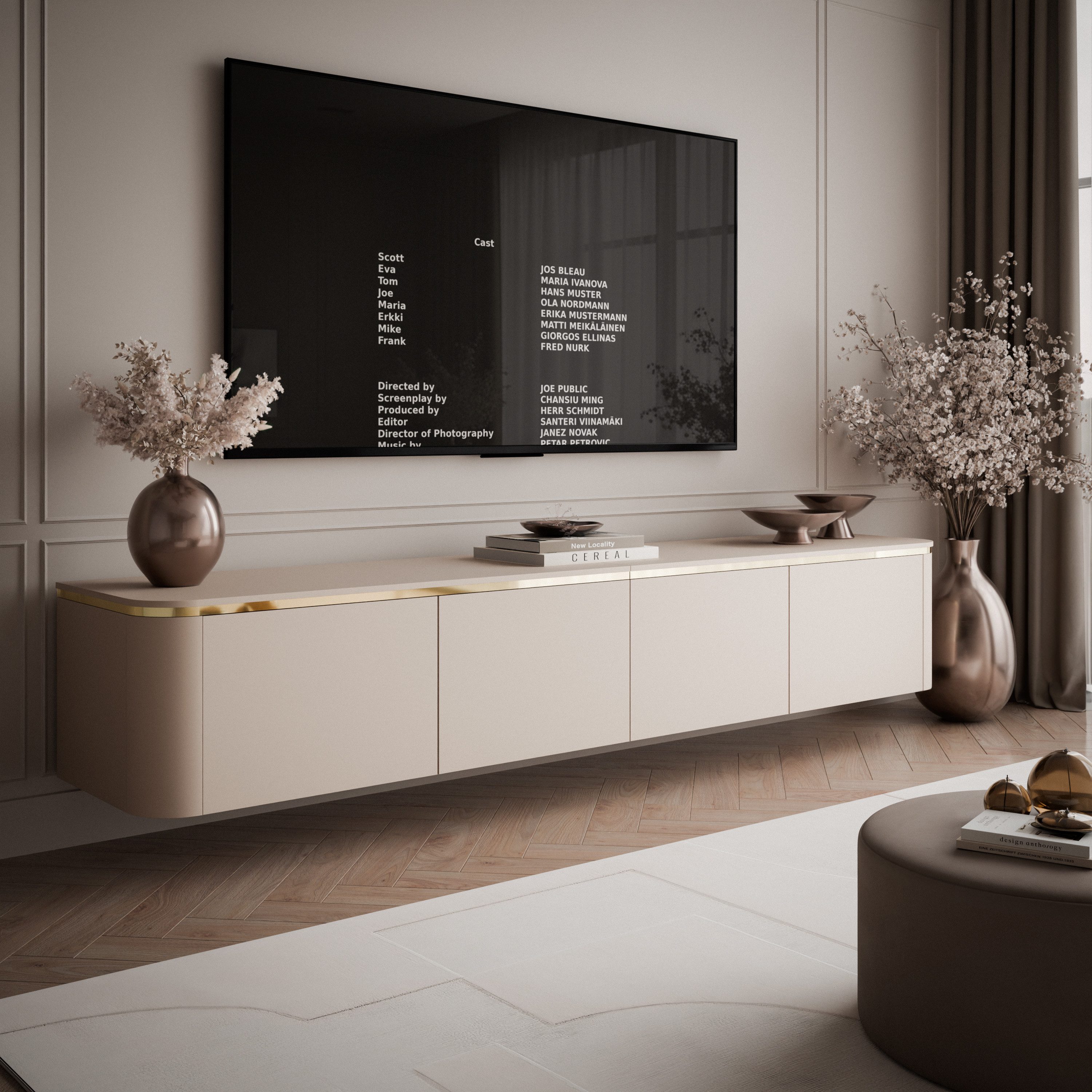 Lookway TV-Schrank AVELINE 200 cm Hängendes TV-Lowboard mit LED-Beleuchtung