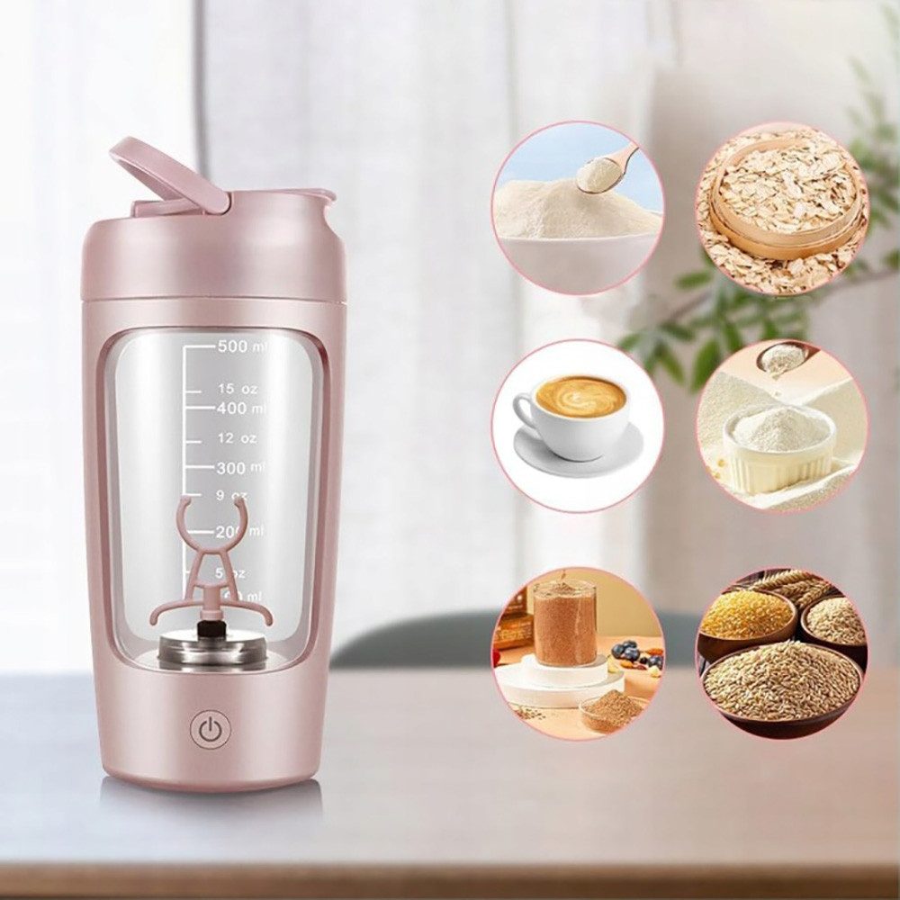 AKKEE Elektrischer Shaker Protein Shaker Elektrisch mit Pulverfach 650 ML BPA-freier, Vollautomatische Mischung