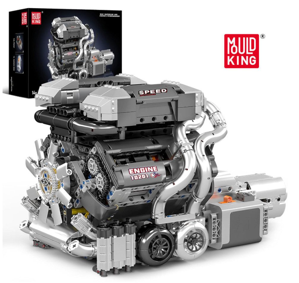 Mould King 10201 Bugatti W16 Motor Konstruktions-Spielset, (2024 St)