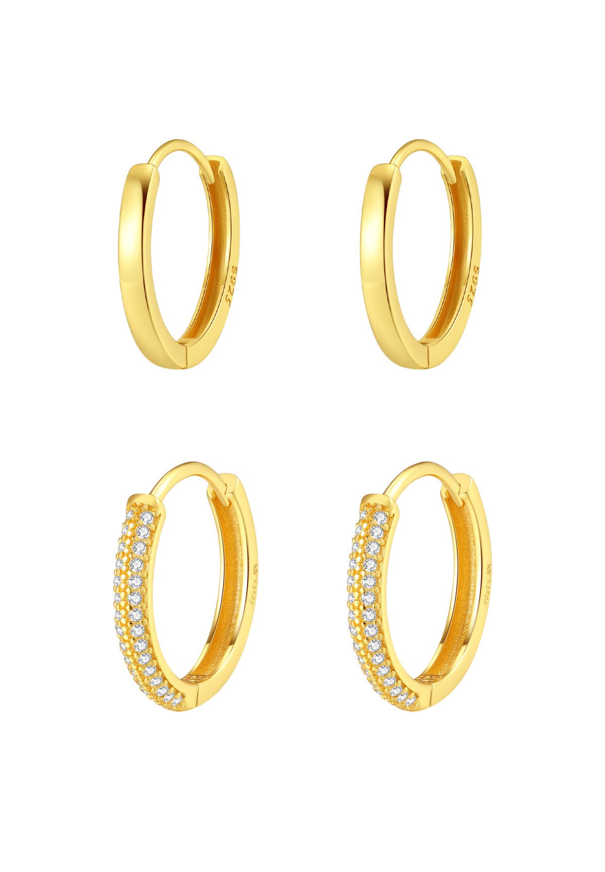 Creolen-Set Layer Glanzduett, Silber 925 für Damen