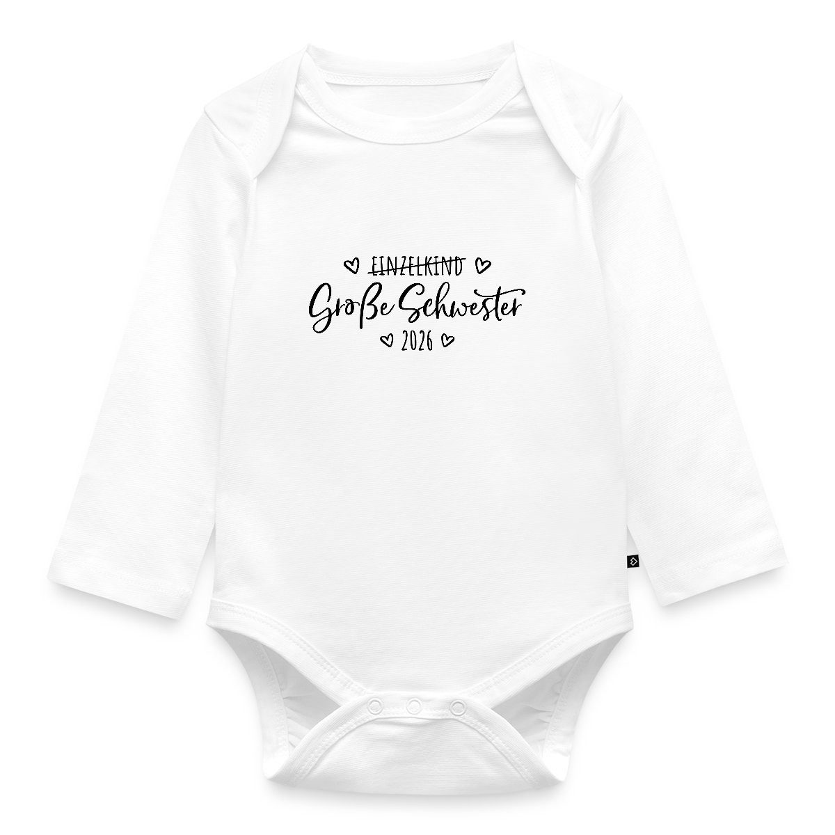 Langarmbody Große Schwester 2026 Einzelkind Ende Herz Tages Baby Body Langarm