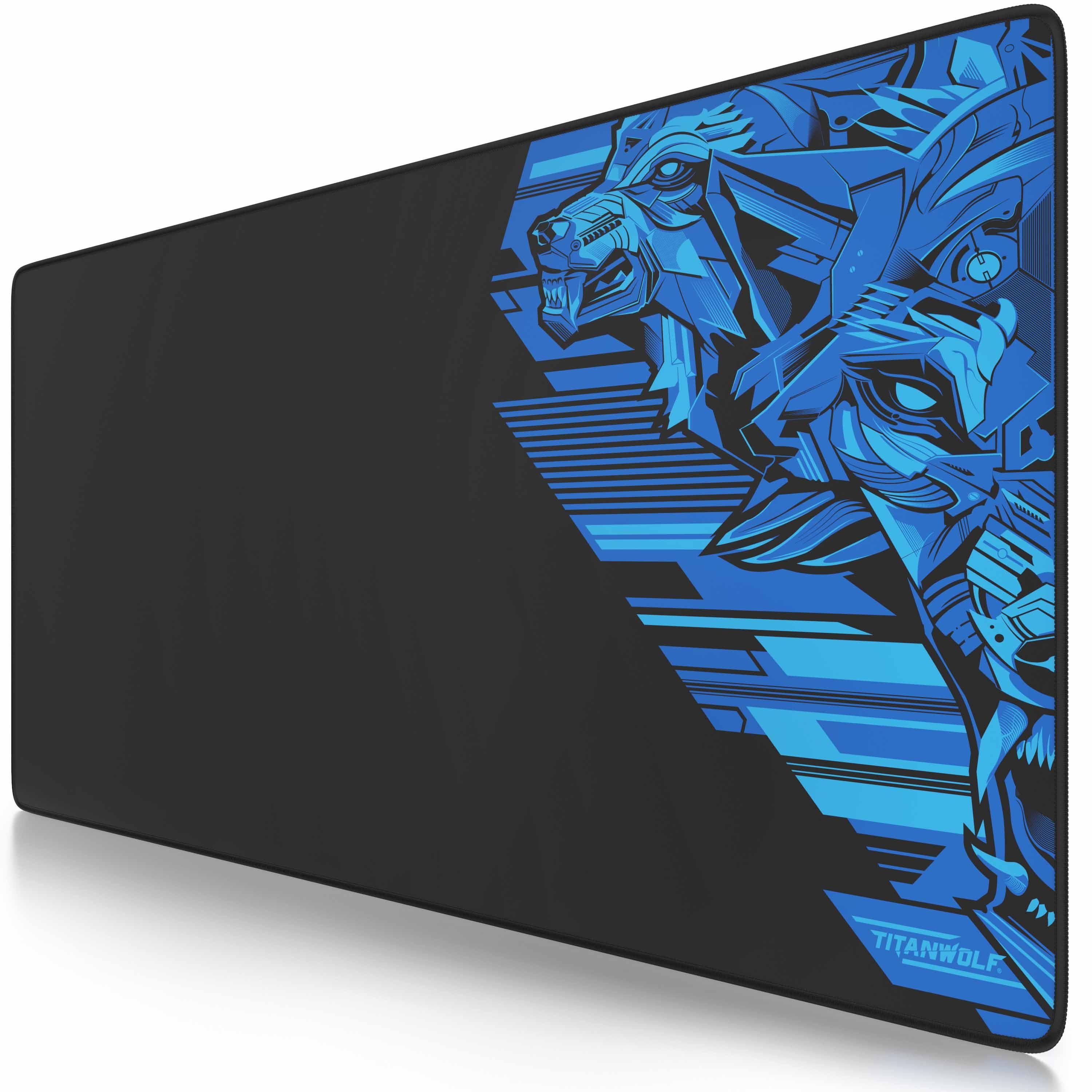 Titanwolf Gaming Mauspad XXL Speed Mousepad 900 x 400 x 3 mm, große Tischunterlage (1-St), rutschfest, abwaschbar, Geschwindigkeit & Präzision, Vector Blau