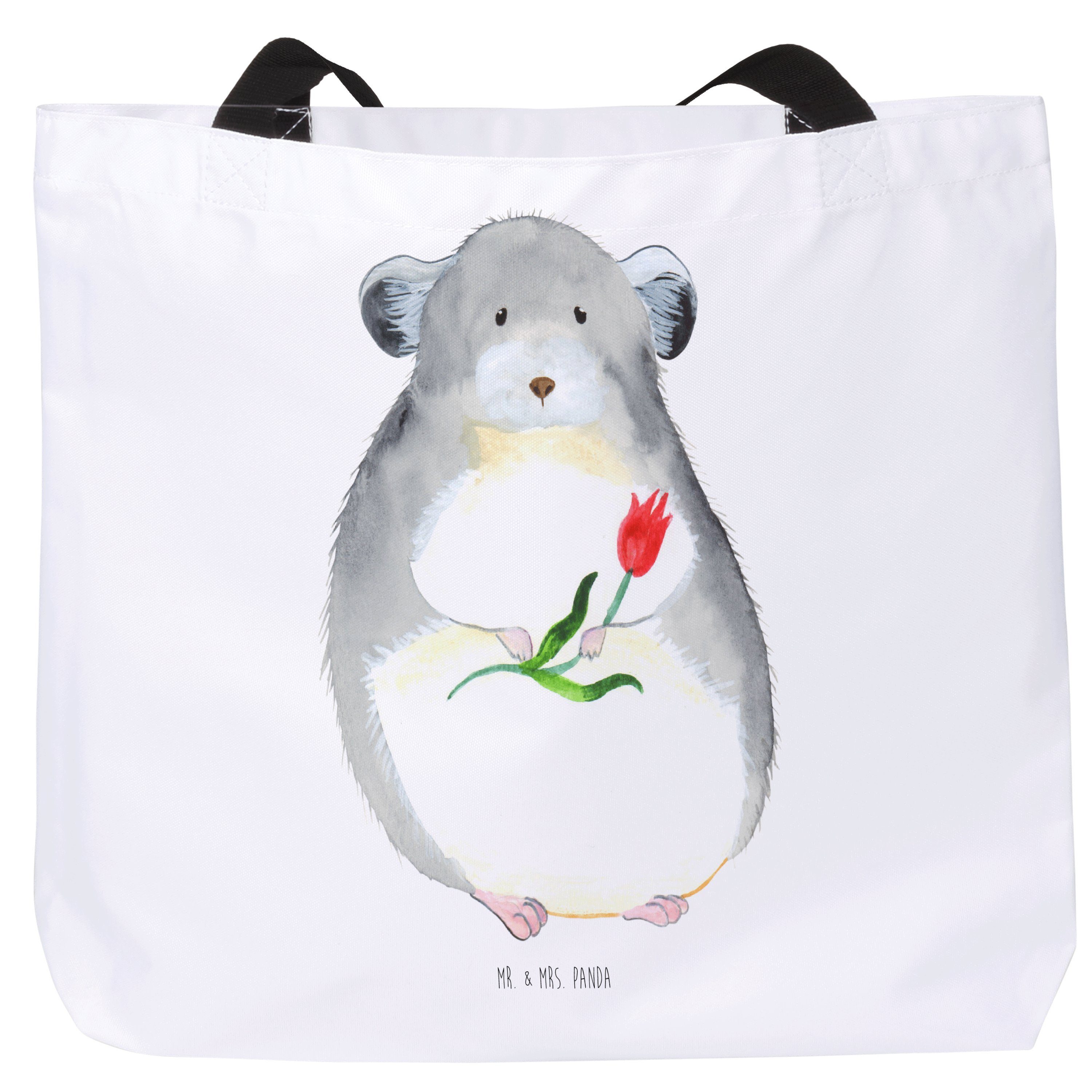 Mr. & Mrs. Panda Shopper Chinchilla mit Blume - Weiß - Geschenk, Einkaufstasche, Beutel, Kumme (1-tlg)