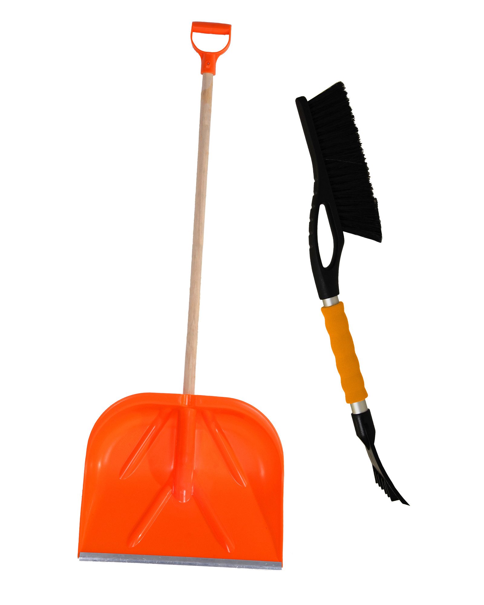 ONDIS24 Schneeschieber Winterset Schneeschaufel Exakt Holzstiel + Eiskratzer mit Besen Alu, 44 cm Arbeitsbreite, (2-tlg)