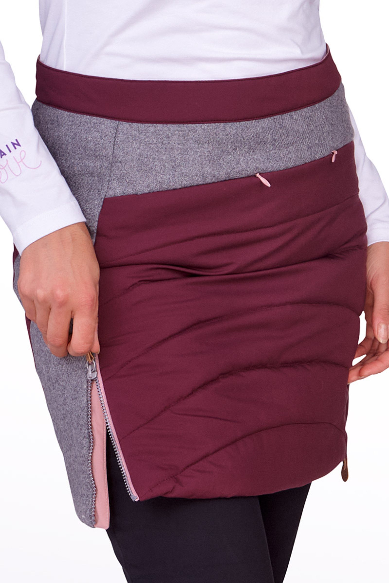 Piz Palü Trachtenrock Wanderrock - BAAR - brombeer/grau