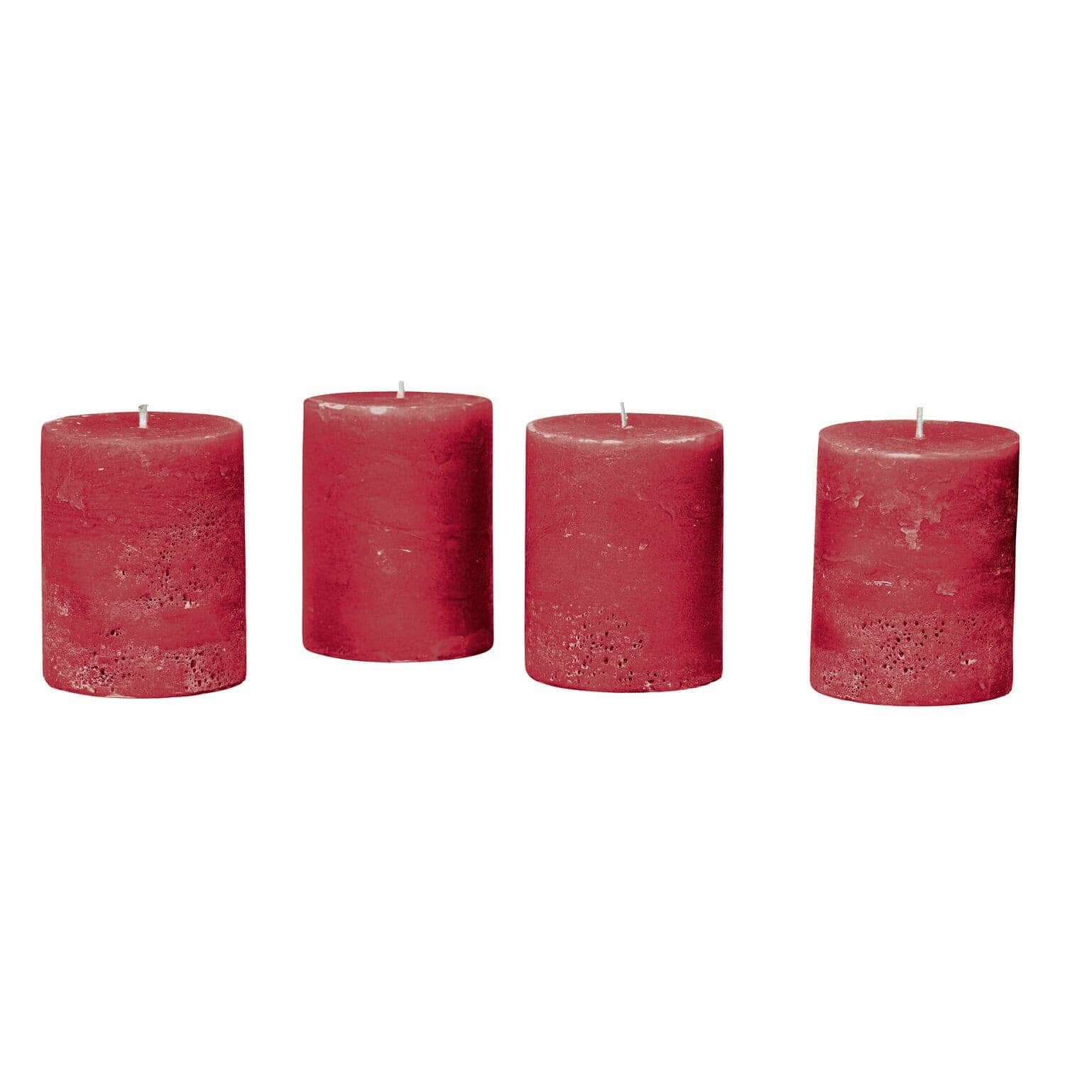 Mirabeau Stumpenkerze Kerze 4er Set Virrans rot (4er Set, 4er Set), none