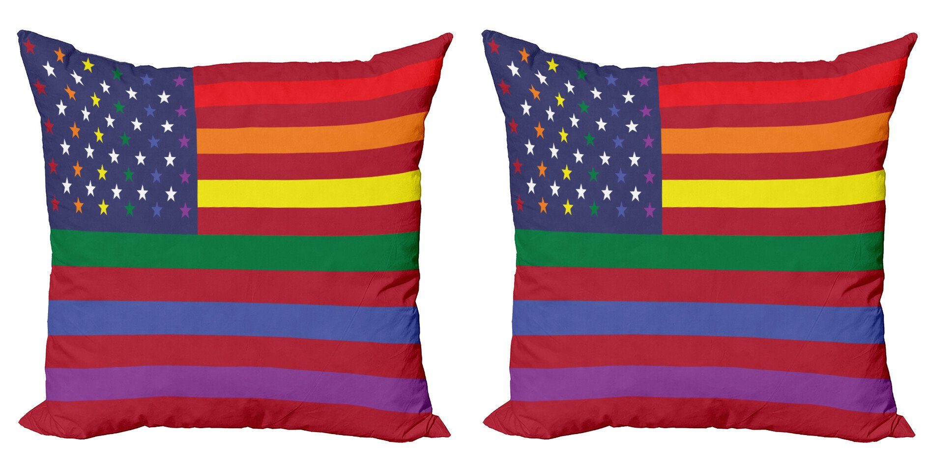 Kissenbezüge Modern Accent Doppelseitiger Digitaldruck, Abakuhaus (2 Stück), Stolz Homosexuell Konzept amerikanische Flagge