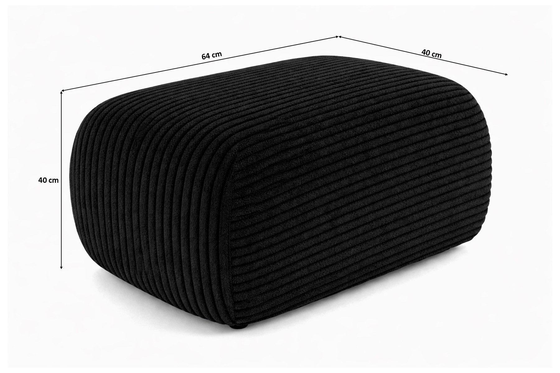 Kaiser Möbel Pouf Sitzpouf für Wohnzimmer, Cordstoff Poso, BIS, zusätzliche Sitzgelegenheit Fußhocker zum Sofa oder Ecksofa