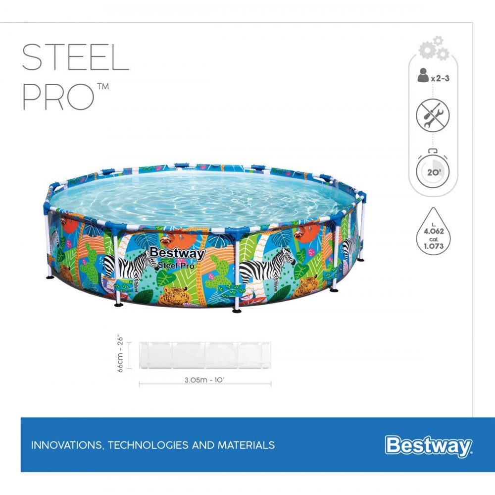 Bestway Pool Bestway Steel Pro Frame Pool ohne Pumpe Durchmesser 305 x 66 cm