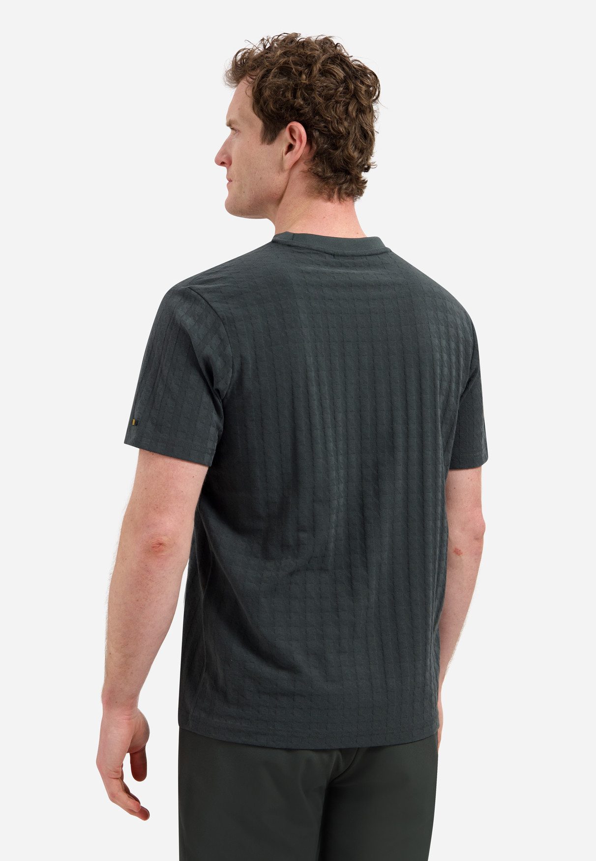 NO EXCESS Kurzarmshirt T-Shirt Crewneck Solid Relief Jacquard