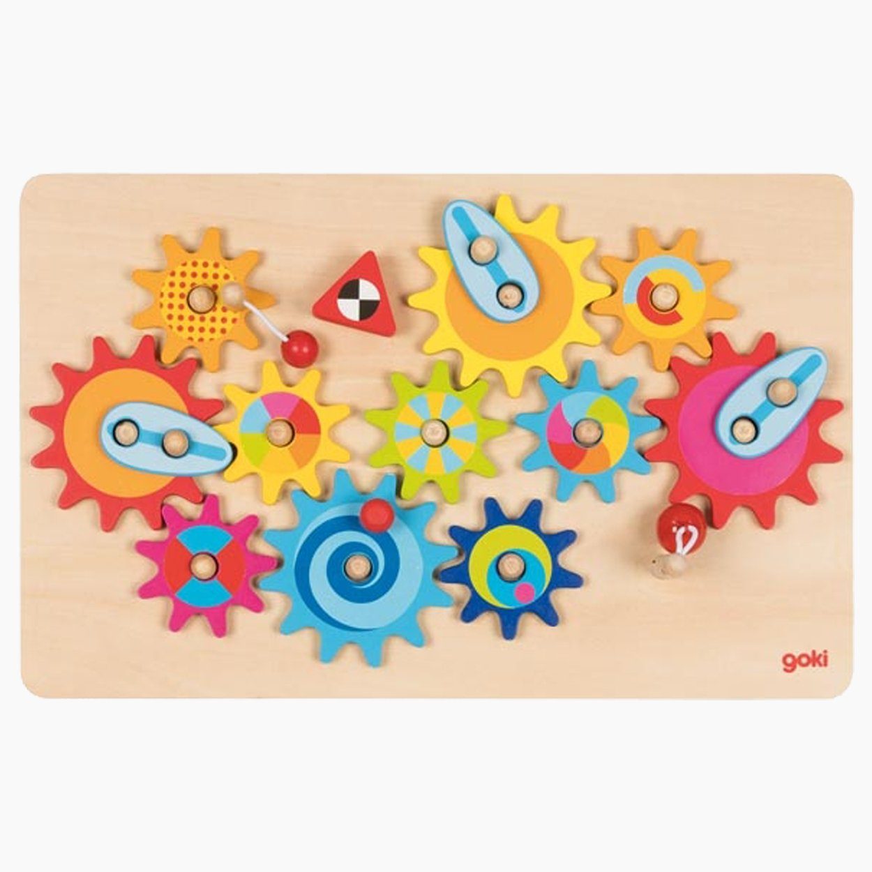 goki Lernspielzeug Das große Zahnradspiel nach Art Montessori (packung, 1-St., mit vielen teilen), So kreativ, verspielt muss Lernen sein.