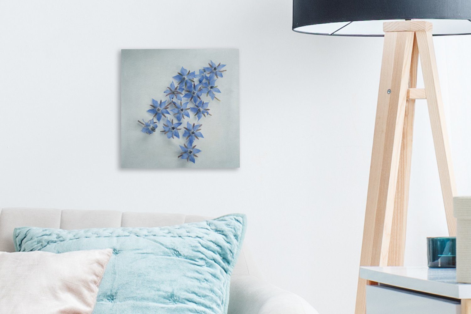 Schlafzimmer auf hellblauem Wohnzimmer Leinwandbild Borretschblüten St), für Leinwand Hintergrund, Bilder (1 OneMillionCanvasses® Blaue