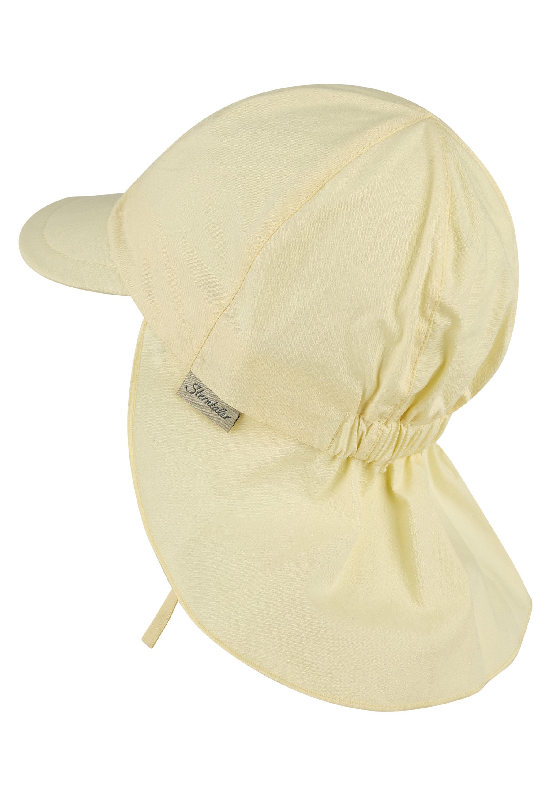Sterntaler® Schirmmütze 50+ Schirmmütze mit Nackenschutz uni (1-St) Kinderhut aus UV-Popeline mit Bindeband und UV-Schutz 50+