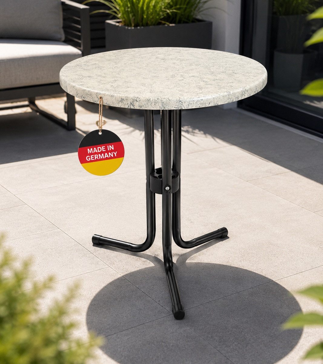 Gardissimo Gartentisch Esperanza mit grün weißer Topalit Tischplatte 60 cm rund (Spar-Set, 1-St., 1 Tisch), Made in Germany / wetterfest / UV-beständig