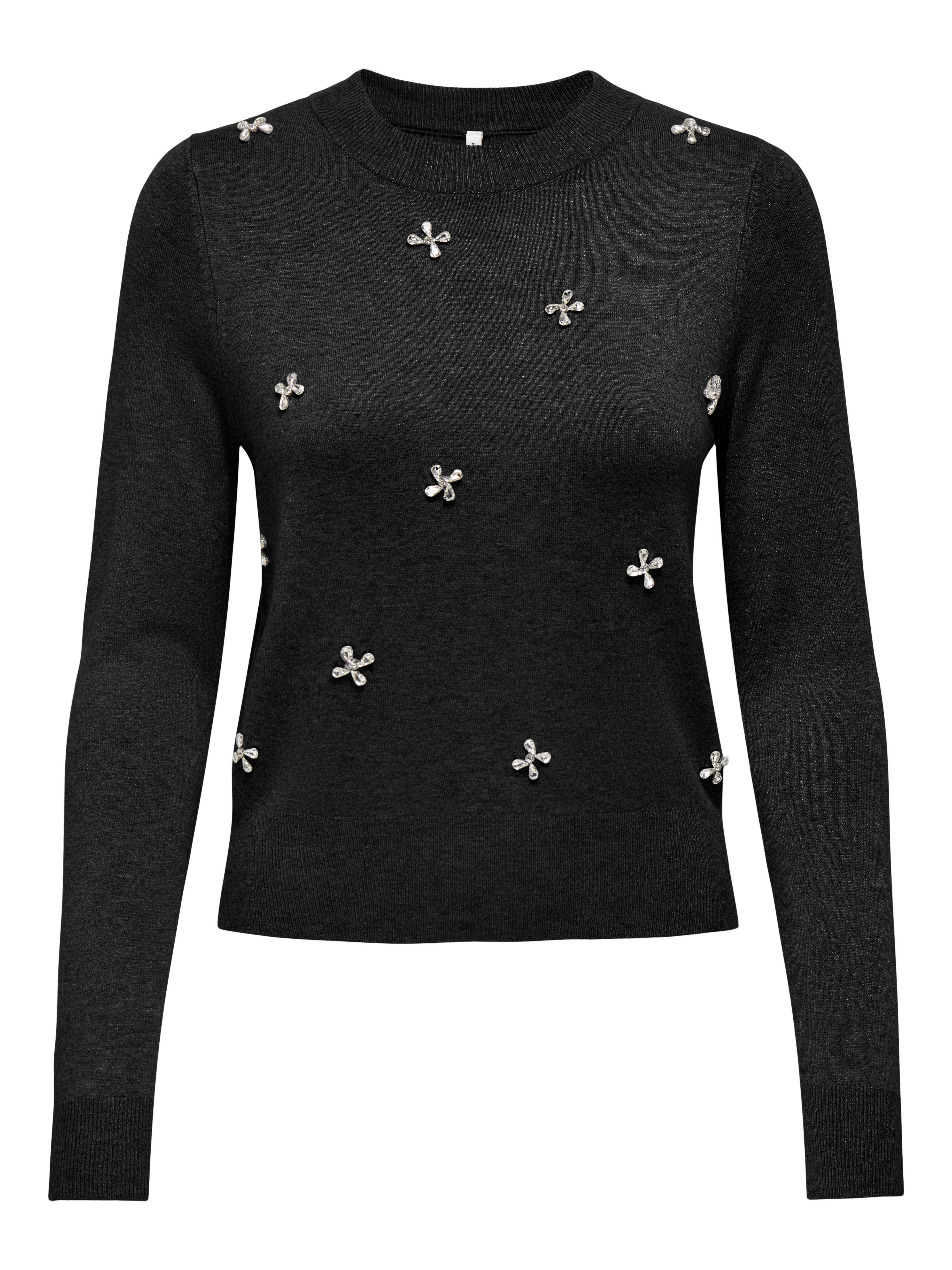 ONLY Rundhalspullover ONLVENICE LIFE LS BLING O-NECK CC KNT mit Strass-Steinen