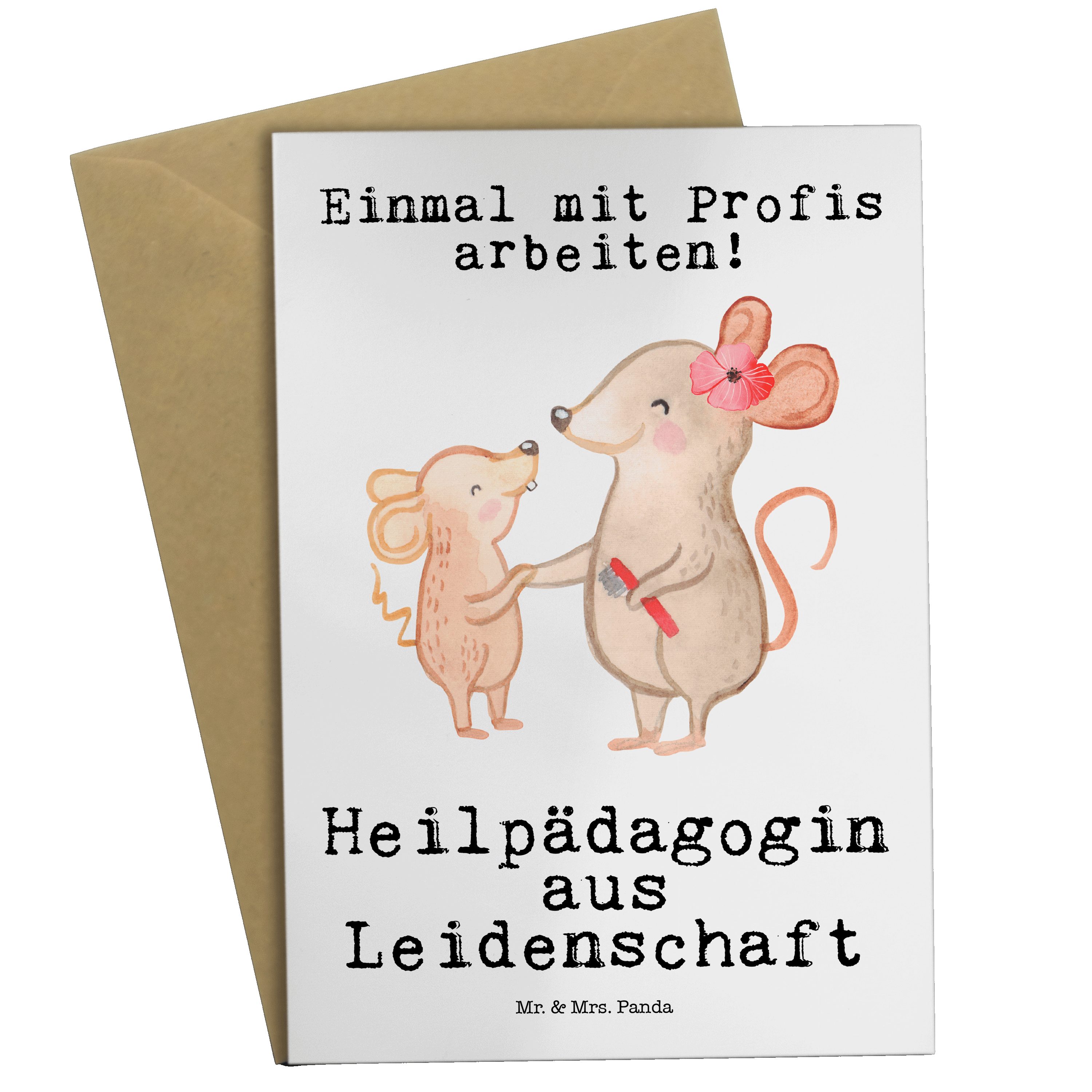 Mr. & Mrs. Panda Grußkarte Heilpädagogin aus Leidenschaft - Weiß - Geschenk, Studium, Schenken