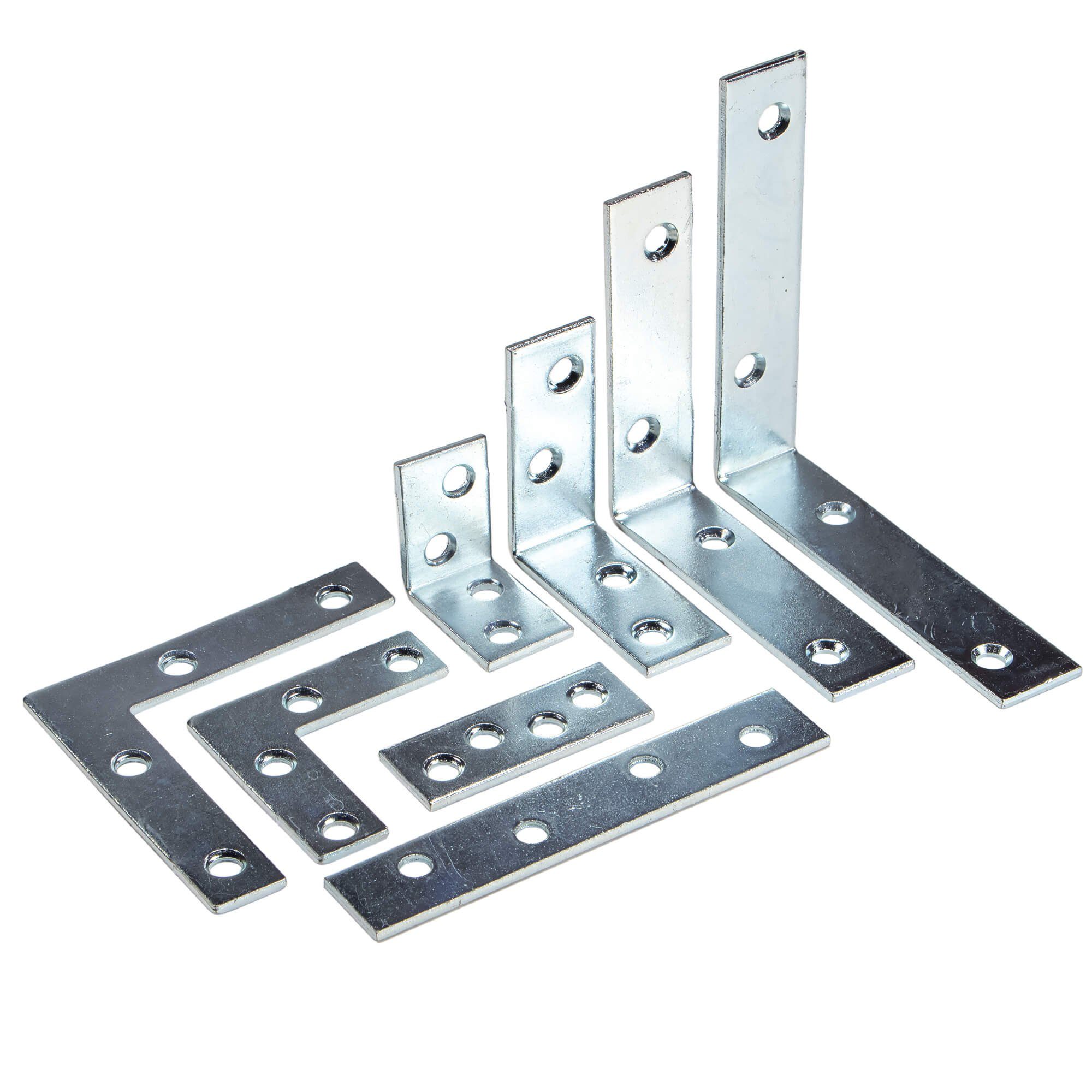 Work plus Winkelverbinder Winkel und Schrauben Sortiment Winkelverbinder 180 teilig, (180-St), Stuhlwinkel, Flachwinkel, Flachverbinder