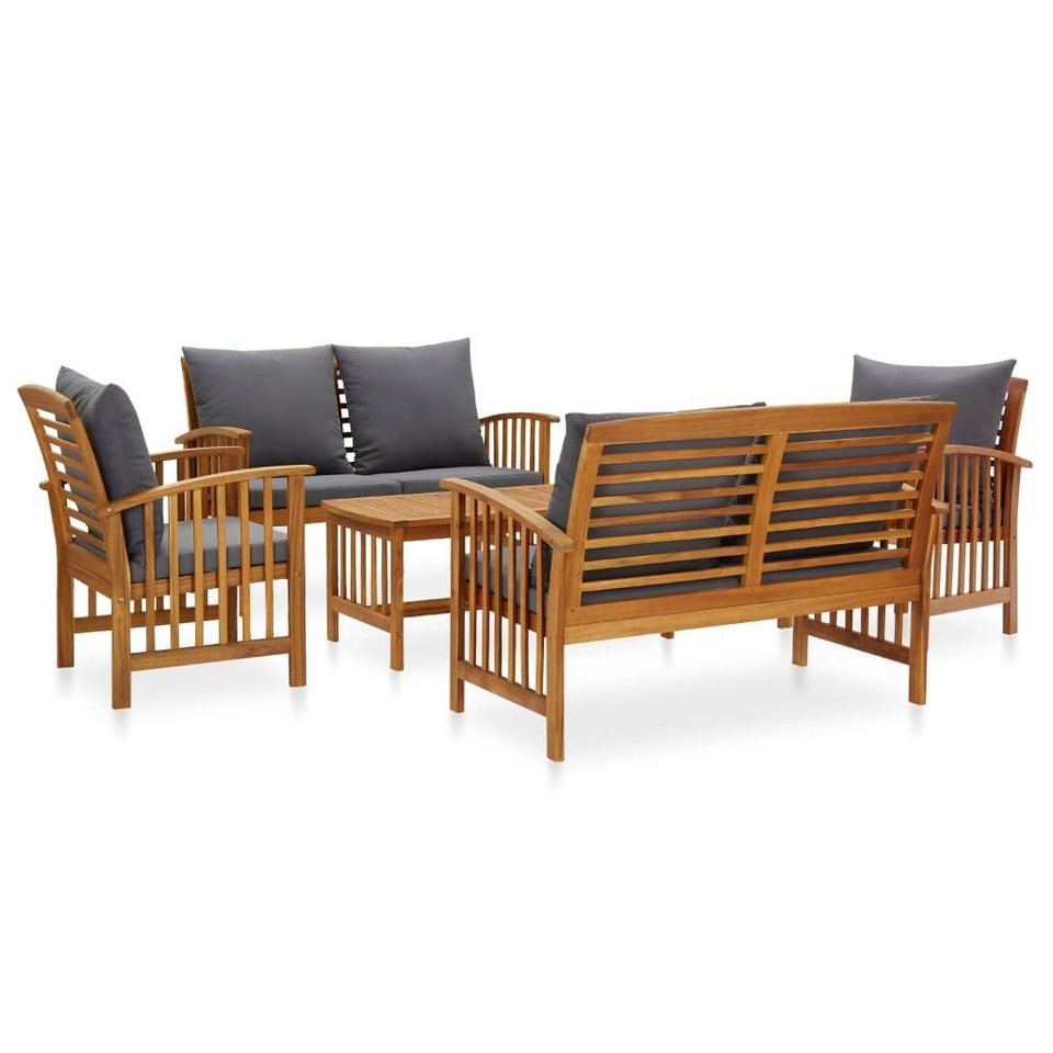 Merax Gartenlounge-Set, (4-tlg), 4-tlg. aus Akazienholz mit Auflagen und  Tisch, Gartenmöbel Set aus geöltes Holz, für 6 Personen, Lounge Bank,  Sitzmöbel Sitzgruppe Gartenbank Beistelltisch Gartengarnitur