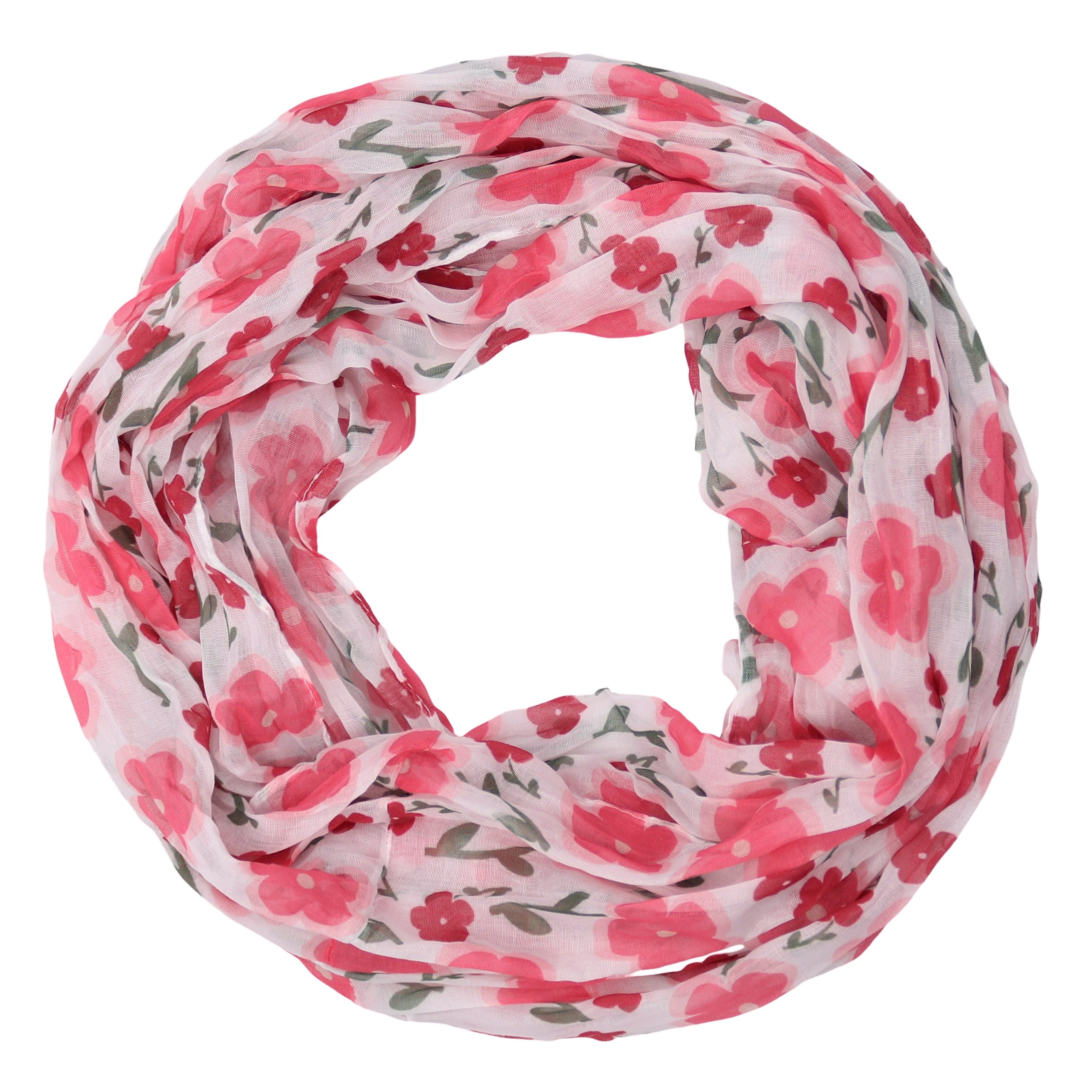 MIRROSI Loop Damen Schal mit Blumen Muster, Weich, Schlauchschal, (ca.45x75cm, zweimal um den Hals wickelbar), Damen Halstuch ideal für Frühling, Sommer oder Herbst