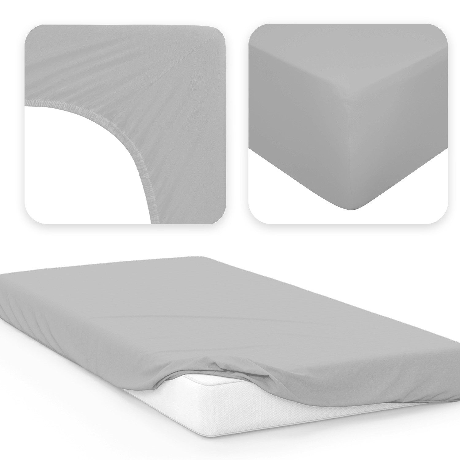 Jacobson Spannbettlaken BOXSPRING & ÜBERLÄNGE aus 100% Baumwolle, für hohe & lange Matratzen, Jersey Bettlaken 160 g/m²