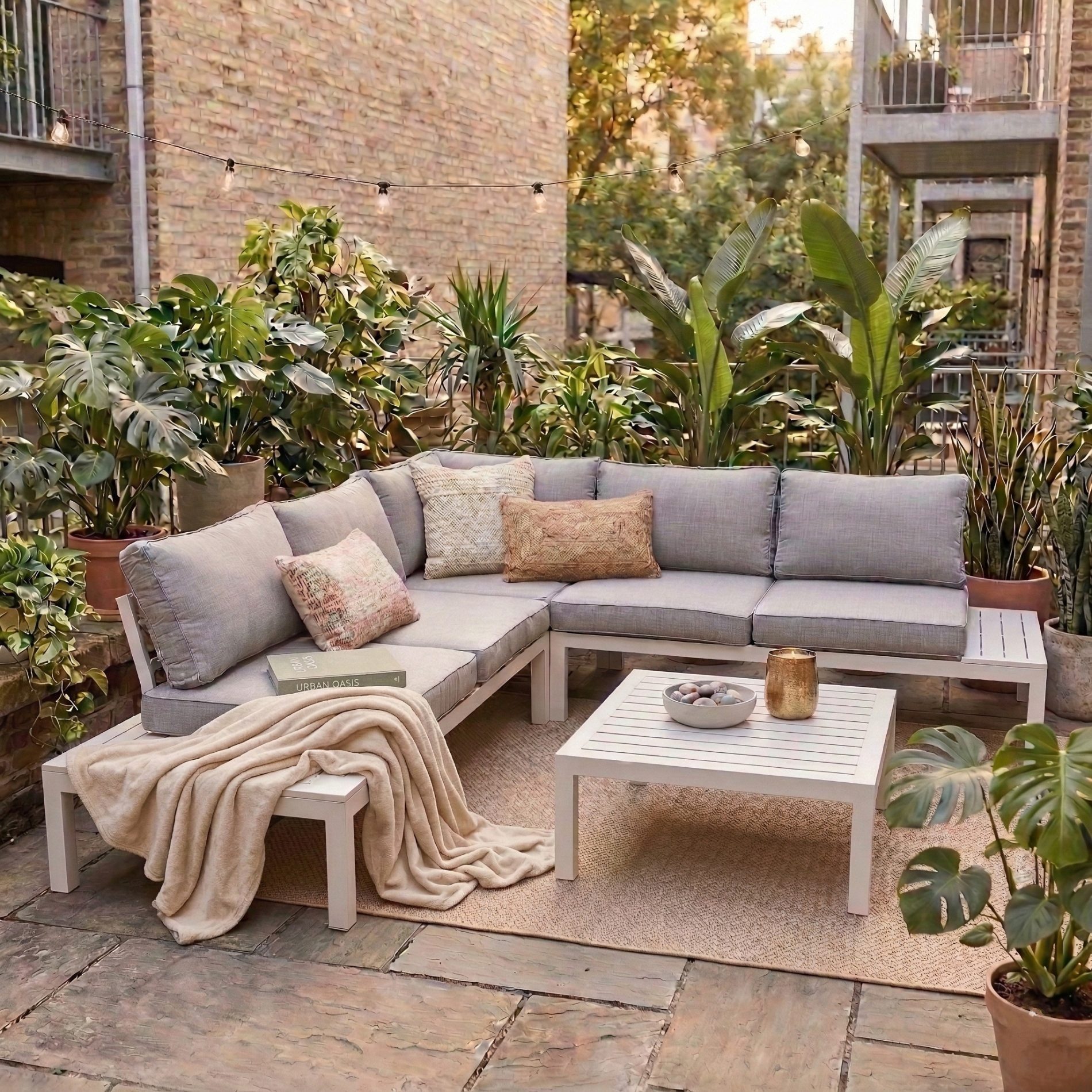 Home Islands Gartenlounge-Set Laos, Outdoor-Ecklounge, Gartensofa mit Tisch, (Spar-Set, 4-tlg), Ablagen Aluminium, mehrere Stellvarianten möglich