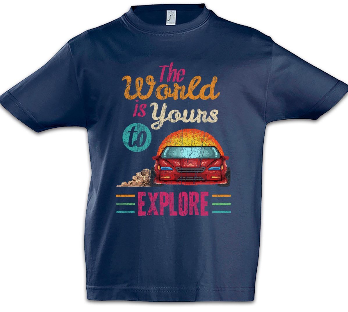 Print-Shirt The World Is Yours To Explore Kinder T-Shirt Race Racing Car Driver
