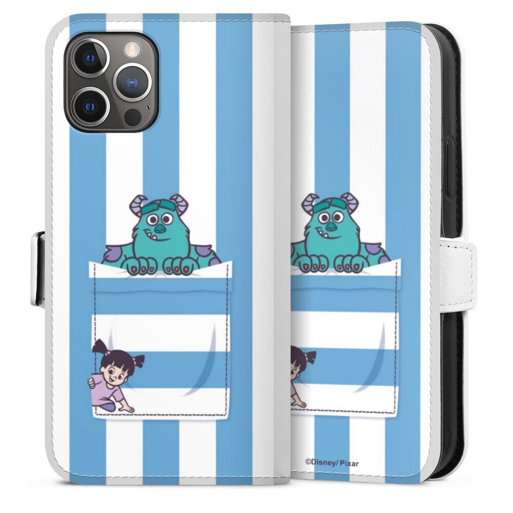 DeinDesign Handyhülle Disney Pixar Die Monster AG Fanartikel Monster AG Striped Pattern, Apple iPhone 12 Pro Hülle Handy Flip Case Wallet Cover