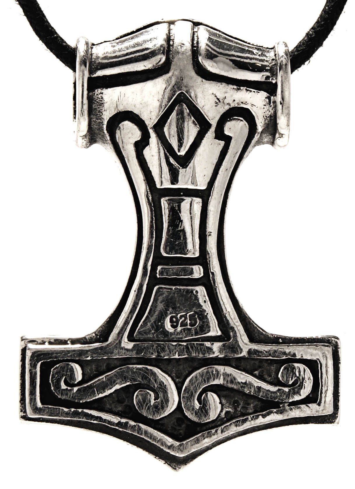 Leather Thorshammer Anhänger Silber horhammer Kettenanhänger Kiss of beidseitig 925 Thor