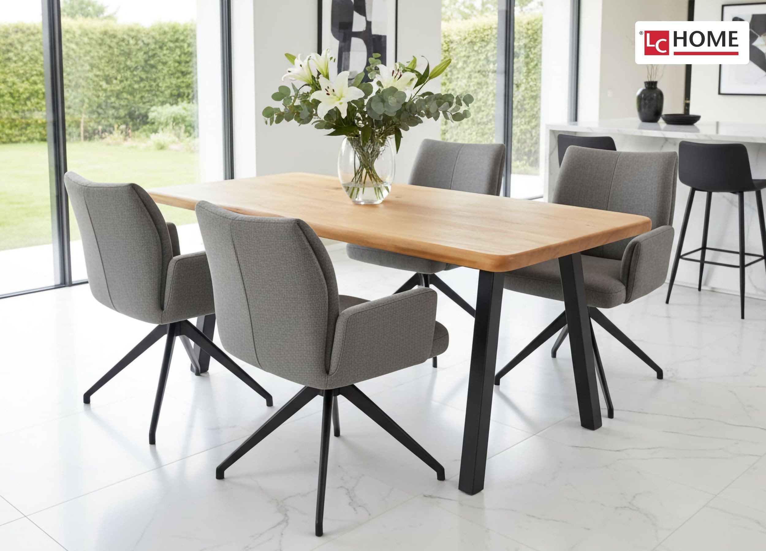 LC Home Essgruppe LC Home Essgruppe Monti Esstisch Wildeiche + Esszimmerstü günstig online kaufen