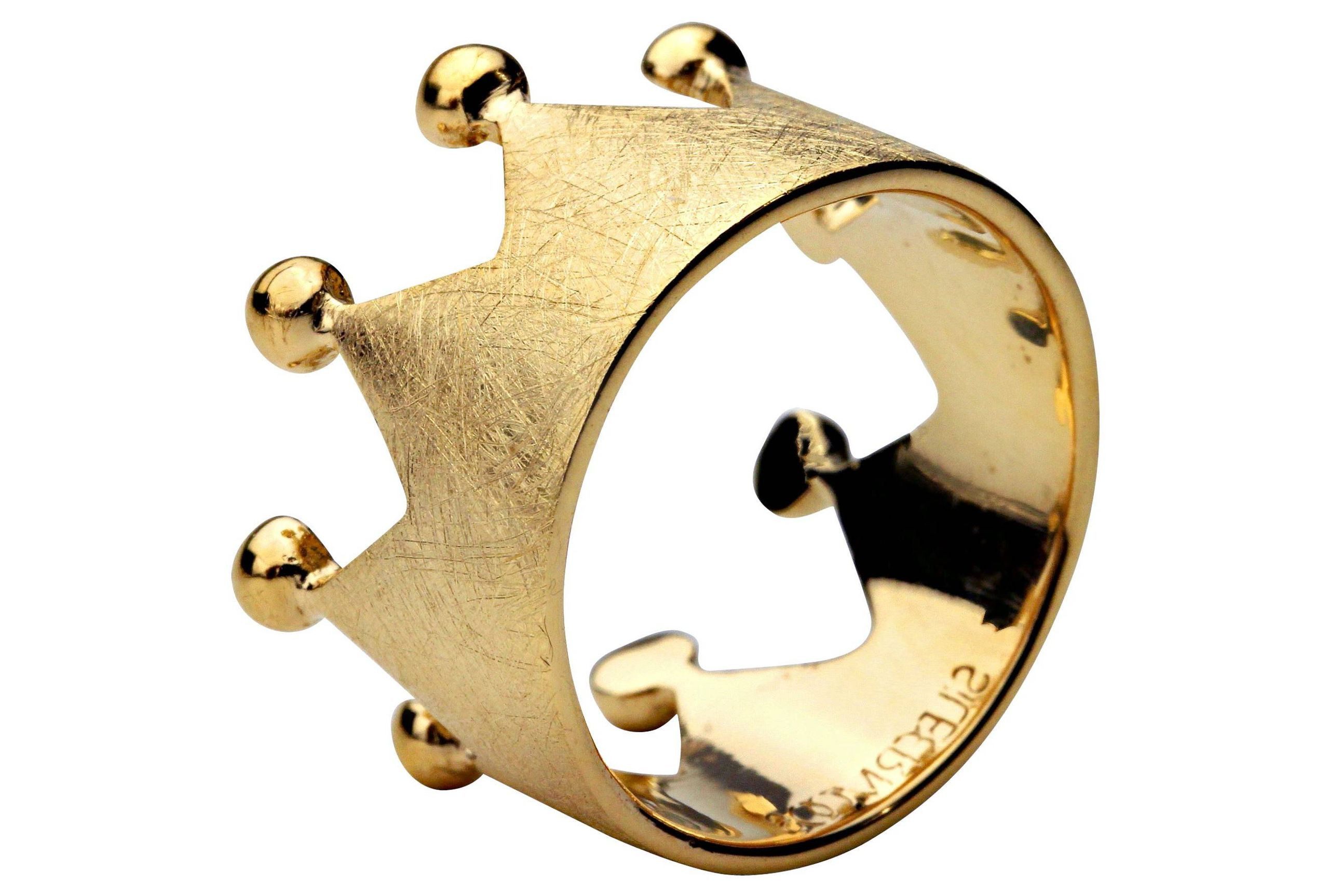 SILBERMOOS Fingerring Kronenring Vergoldet, 925 Sterling Silber