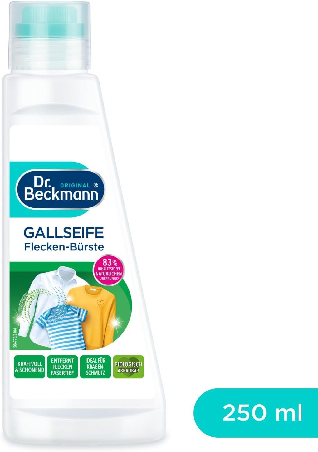 Dr. Beckmann Gallseife Flecken-Bürste, echte- & natürliche Gallseife, 250 ml Fleckentferner (1-St)