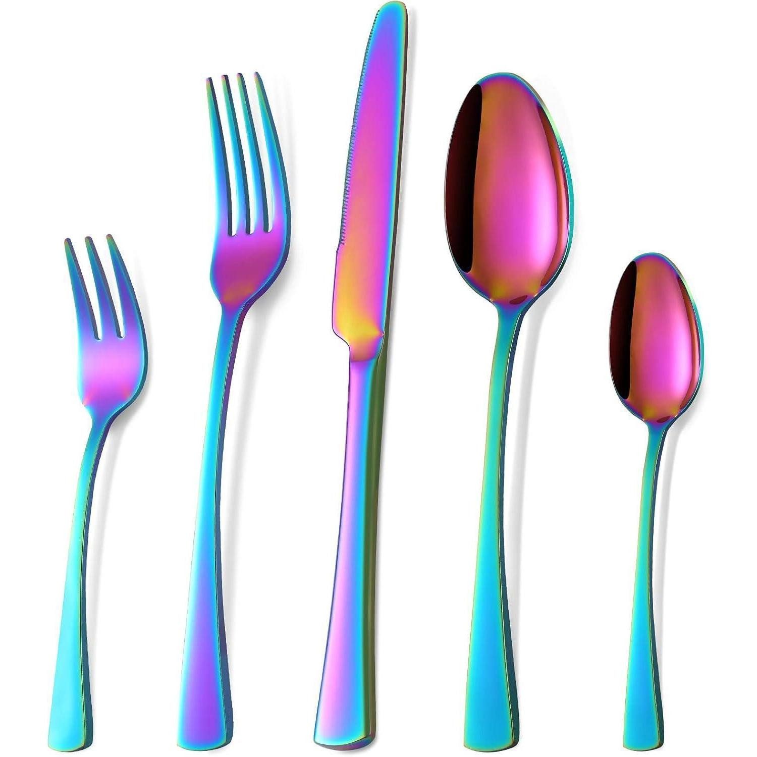 LuxusKollektion Besteck-Set Besteckset Edelstahl Regenbogen 6er Messer 30 Teilig-bunte 30 teilig