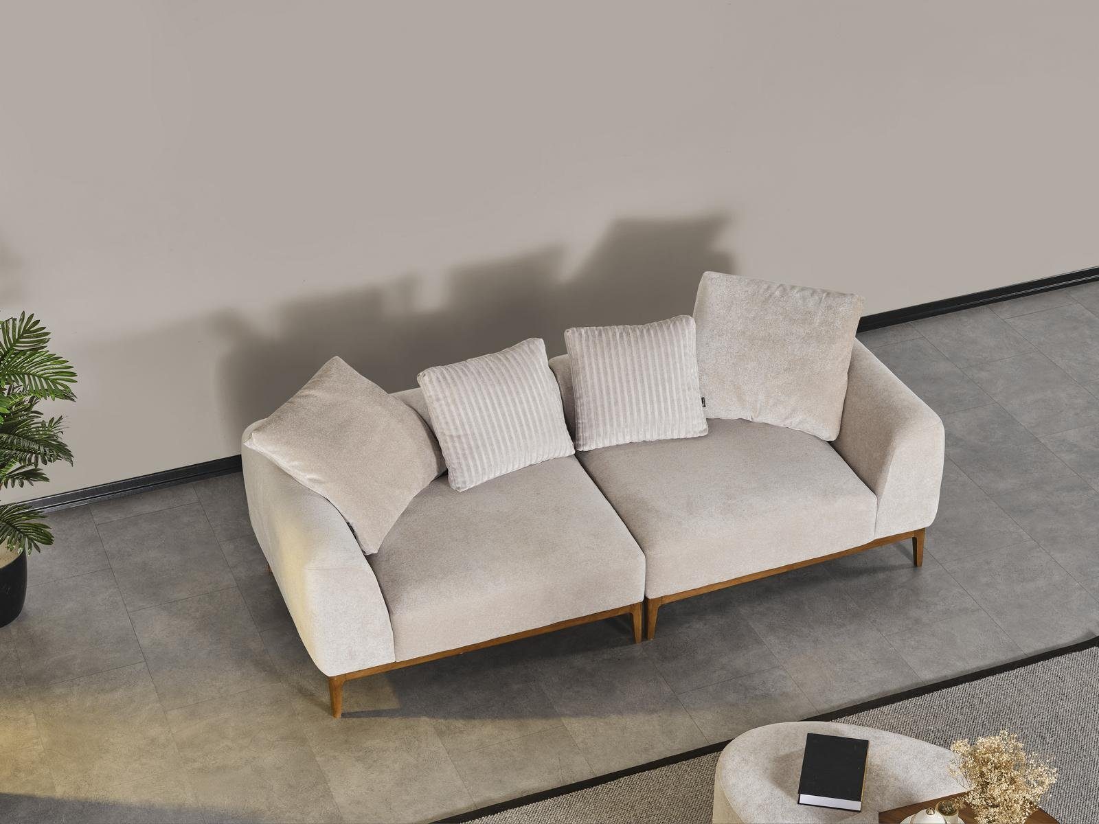 JVmoebel Sofa Sofagarnitur in 2 Sessel Modern Dreisitzer Stoff, Europa Sitzer 3 Made Weiß Teile