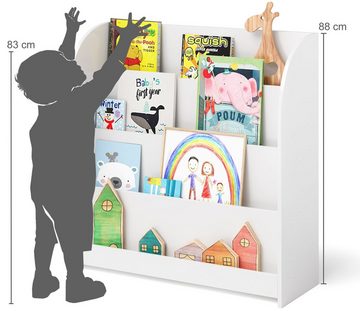 Bellabino Kinderregal Baru, weiß, Bücherregal mit 4 Ablagefächern für Bücher