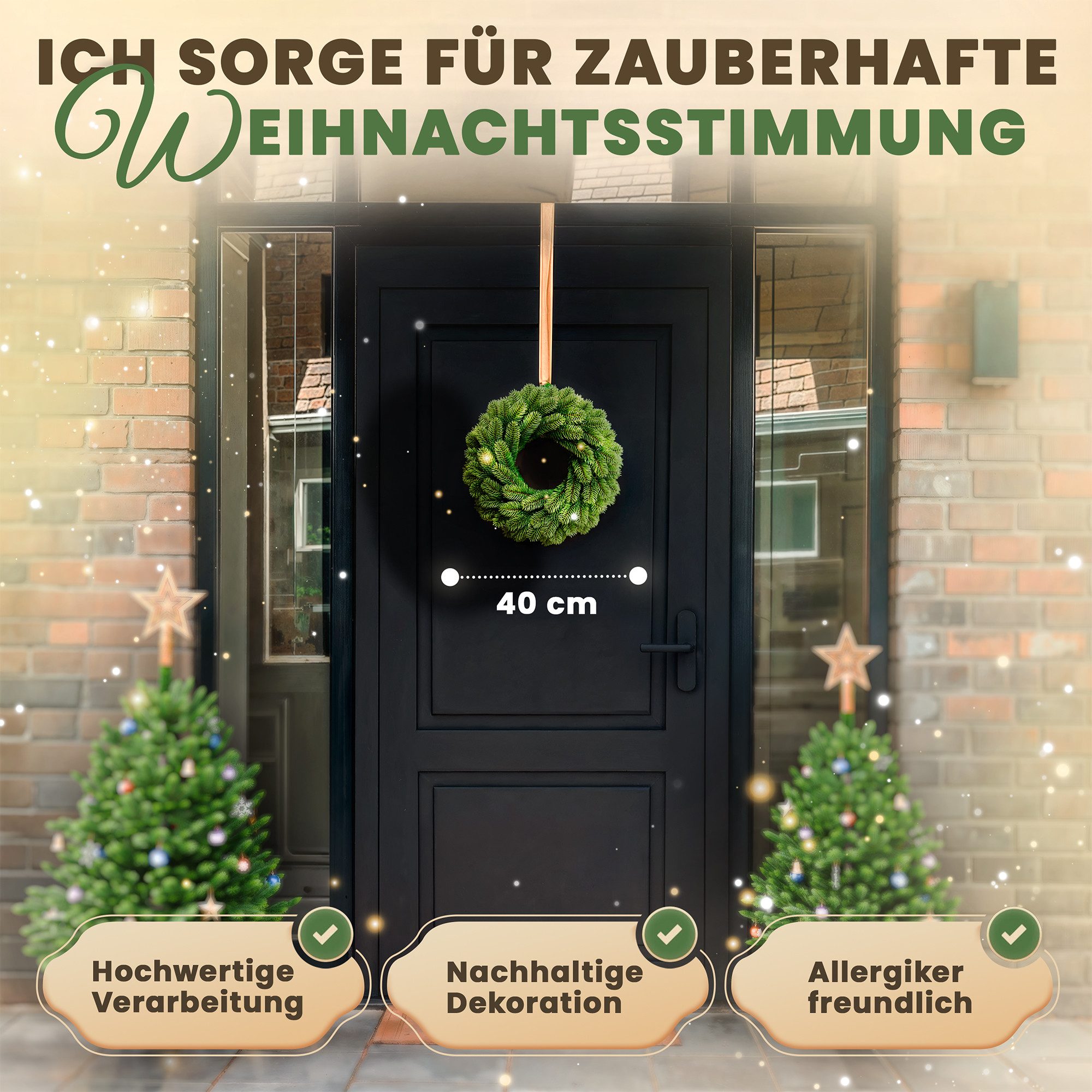 Kunstkranz Weihnachtskranz künstlich – Festliche Tür- und Wanddekoration, A günstig online kaufen