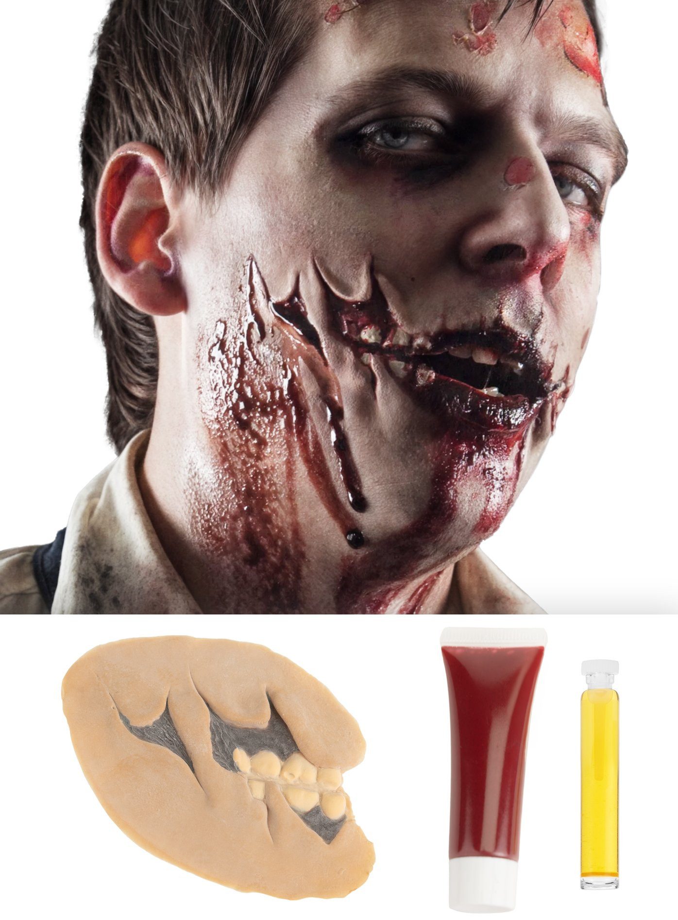 Theaterschminke Zombie Wunde - Halloween Horror Latex Make-Up