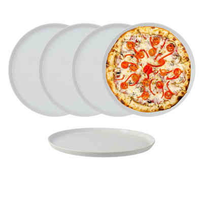 Annastore Pizzateller aus weißem Porzellan Servierteller Speiseteller Servierplatte Ø 27 cm, (4 St)