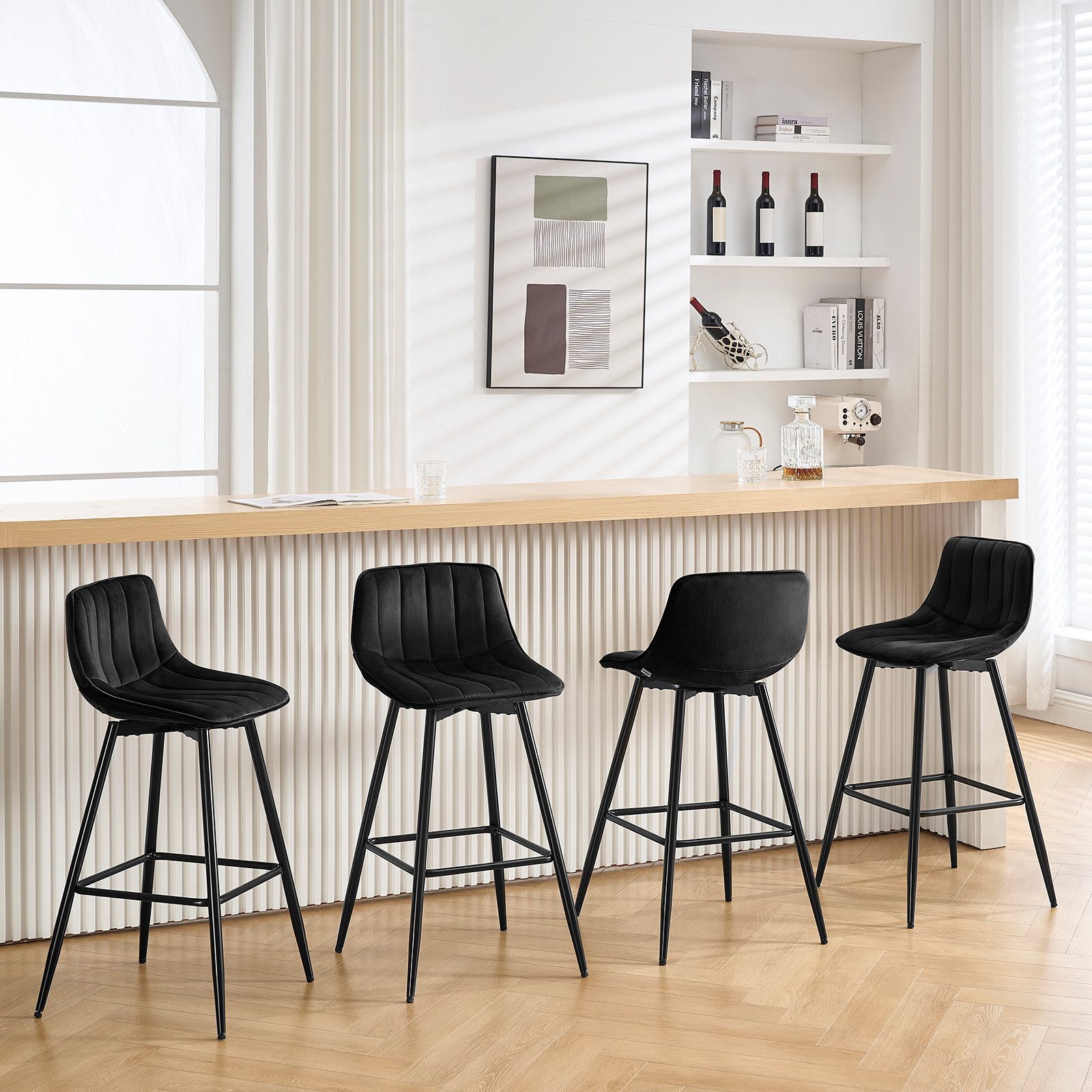 Woltu Barhocker (2 St), Designer Tresenhocker Bistrohocker mit Fußstütze