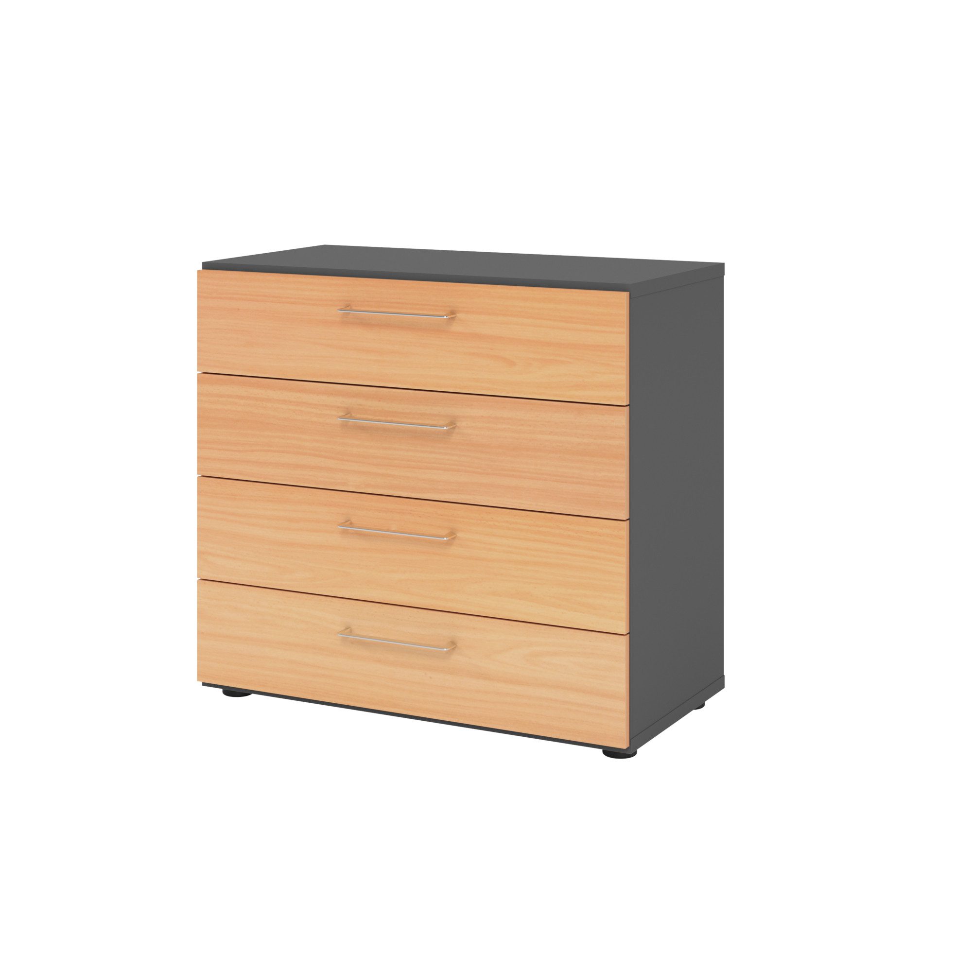 Hängeschuhschrank Regal 2OH 4 Schübe graphit/Buche