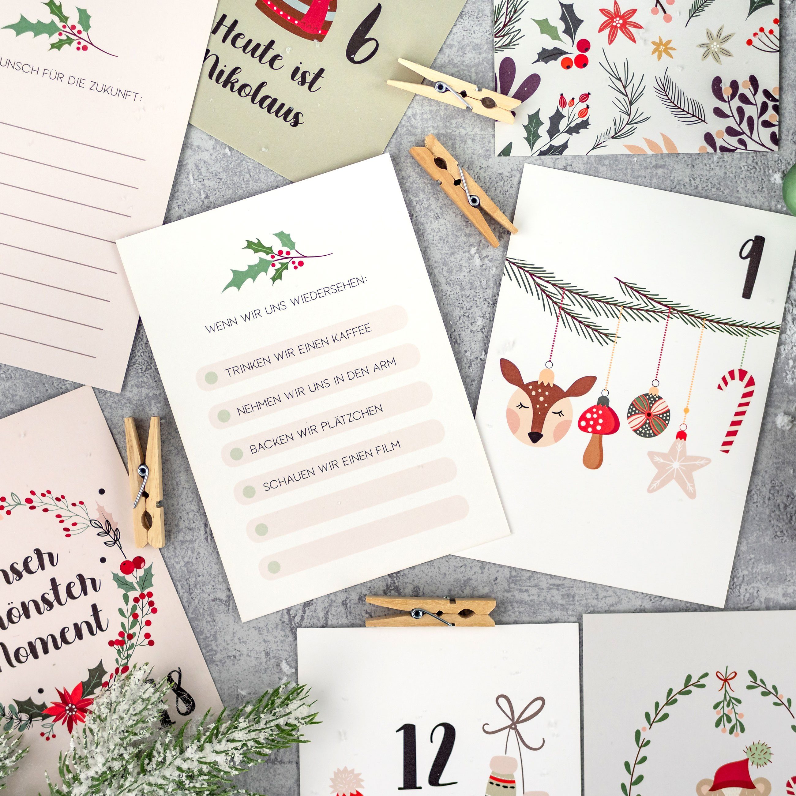 PAPIERDRACHEN Adventskalender 24 Karten Adventskalender - Geschenkidee in der Vorweihnachtszeit, zum Basteln und Verschenken – Bild 3 von 5