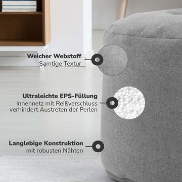 EBUY Pouf Runder gepolsterter Sitzhocker für das Wohnzimmer in Grau (1-St)