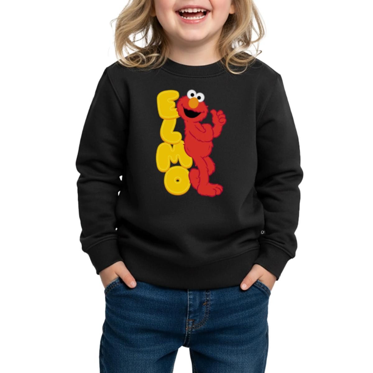 Spreadshirt Sweatshirt Sesamstraße Elmo Mit Schriftzug Kinder Premium Pullover (1-tlg)