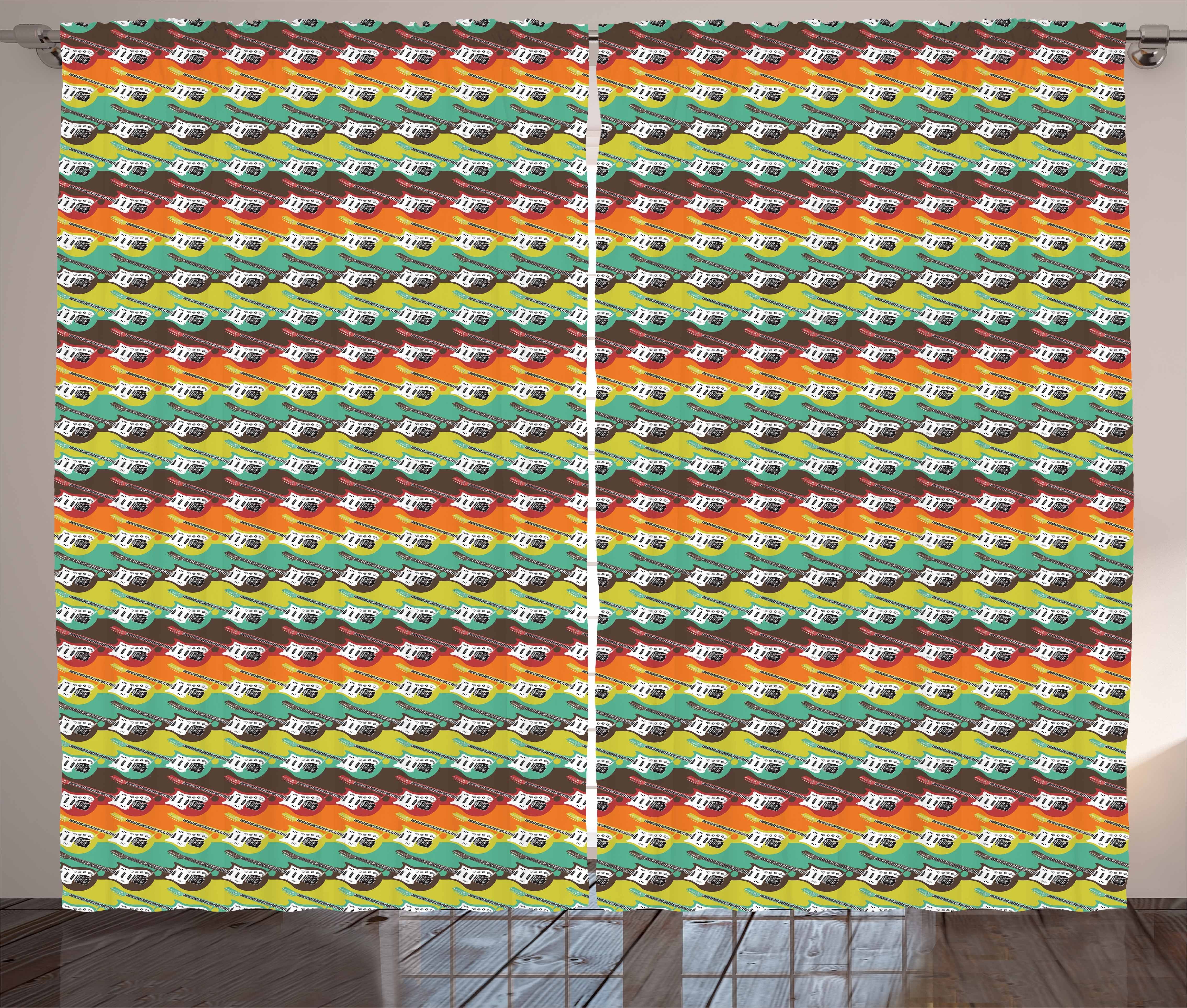 Vorhang Abstrakt Schlaufen Schlafzimmer Gitarre Gardine mit Kräuselband und Abakuhaus, Haken, Farben Moderne