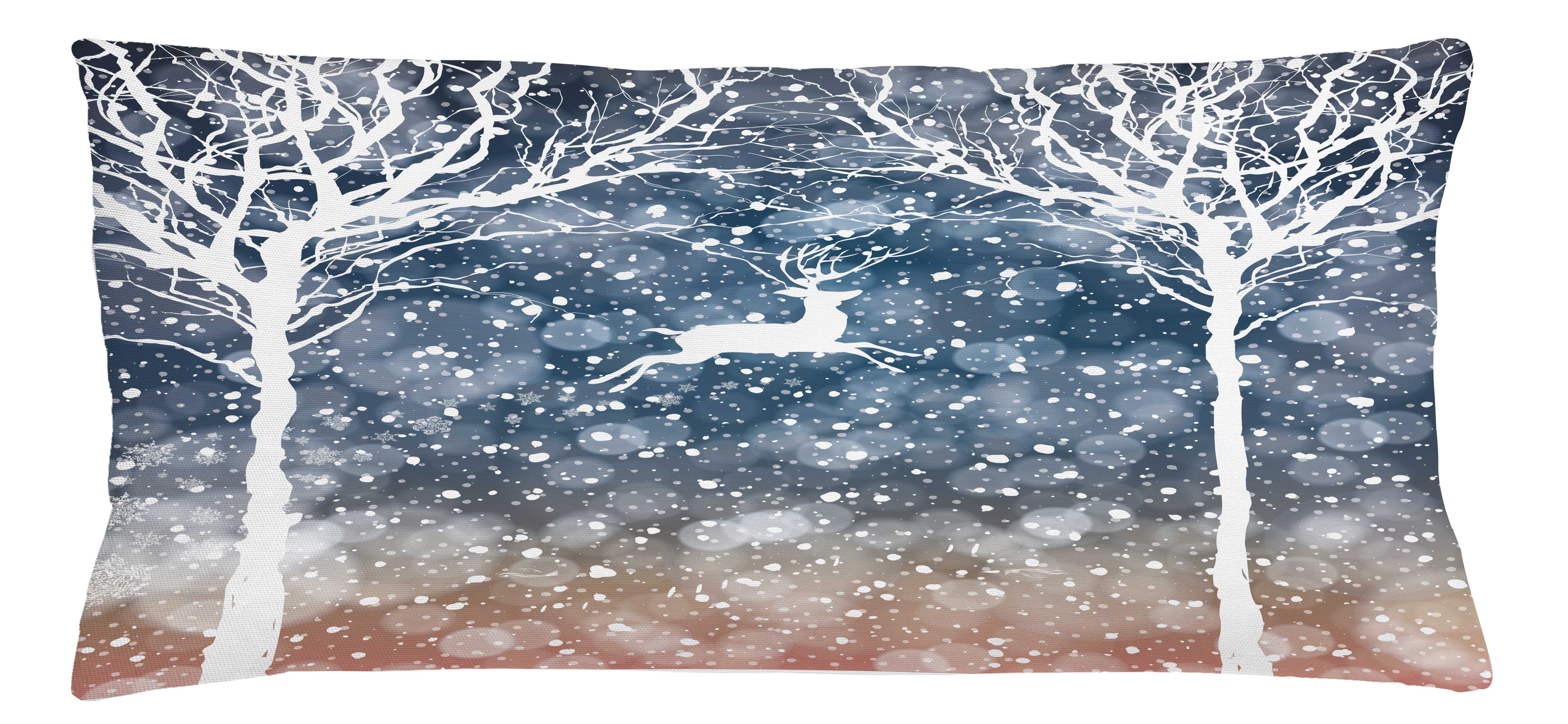 Kissenbezüge Farben Deer Weihnachten Abakuhaus Druck, (1 mit Farbfesten Fliegen Reißverschluss Beidseitiger Stück), Kissenhülle Schnee Ombre