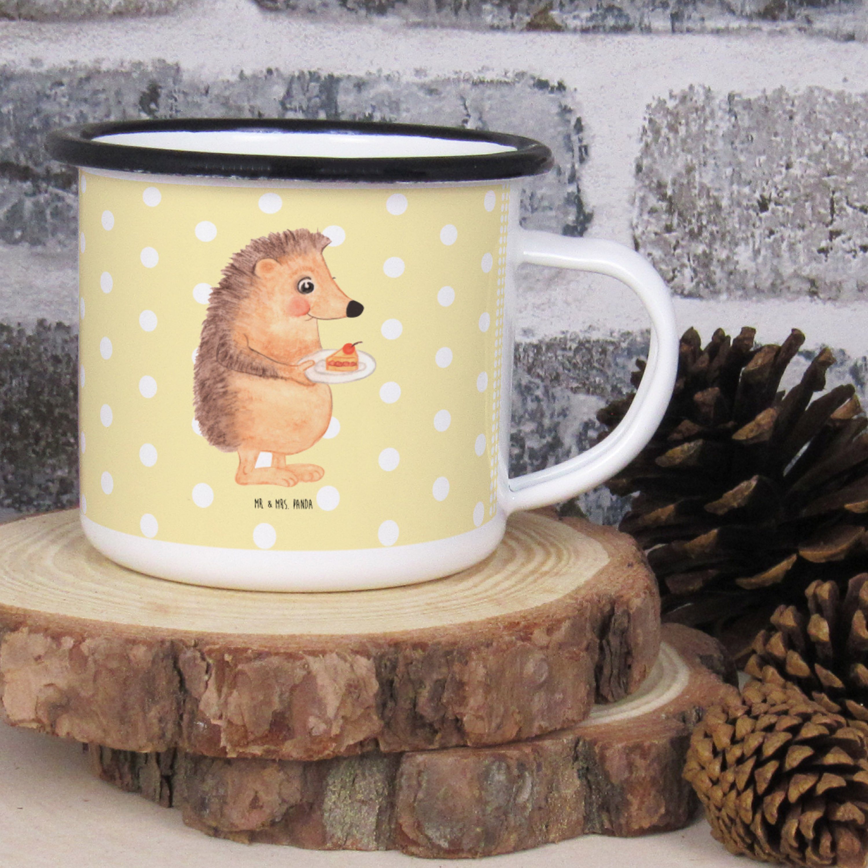 St) - Pastell Mrs. & Geschenk, mit Geburtst Gelb Dekobecher Mr. Kaffeetasse, (1 Igel - Panda Kuchenstück