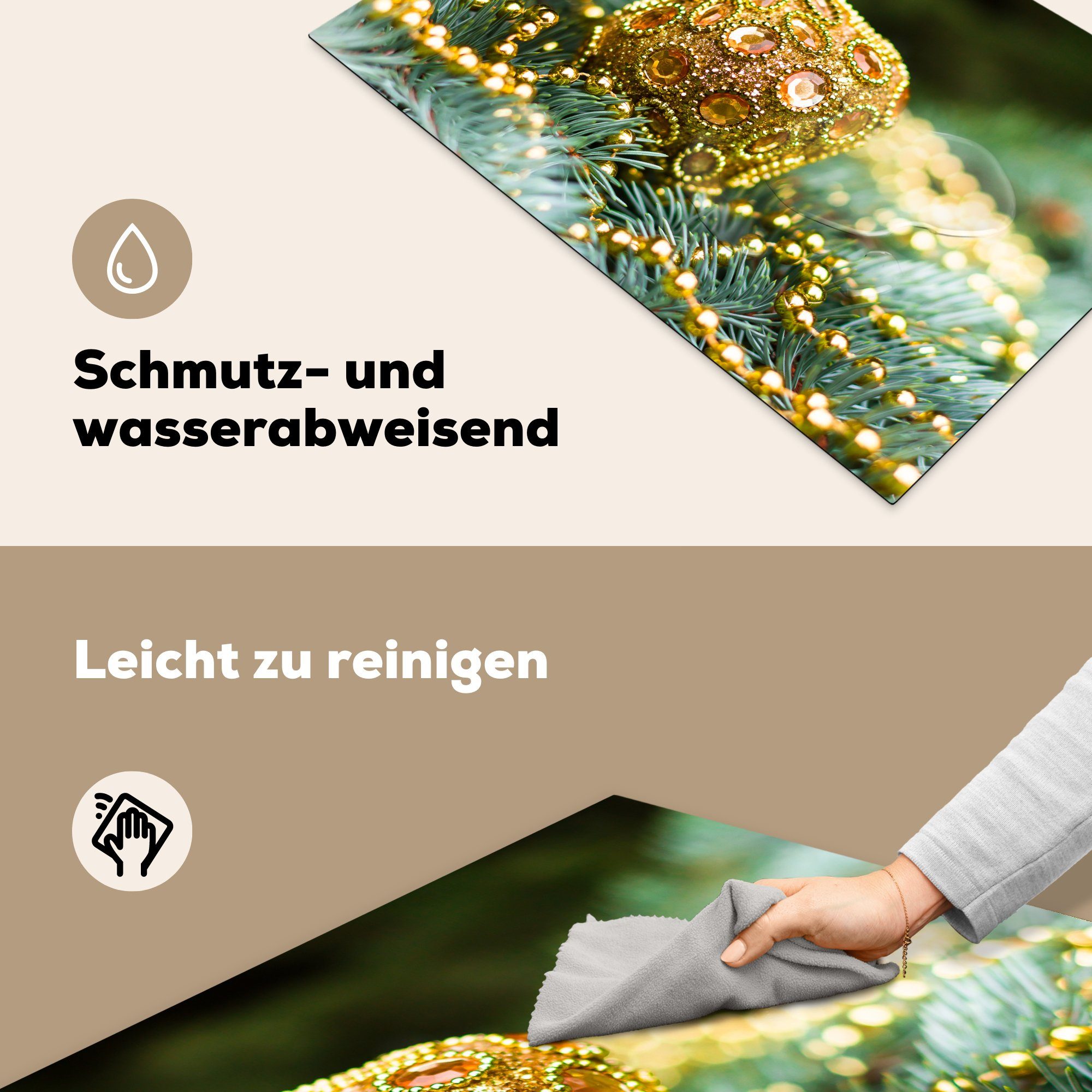 MuchoWow für die Schutz Weihnachtsbaum, cm, küche, 81x52 Herdblende-/Abdeckplatte - Induktionskochfeld Ceranfeldabdeckung Weihnachtskugel tlg), (1 Vinyl,