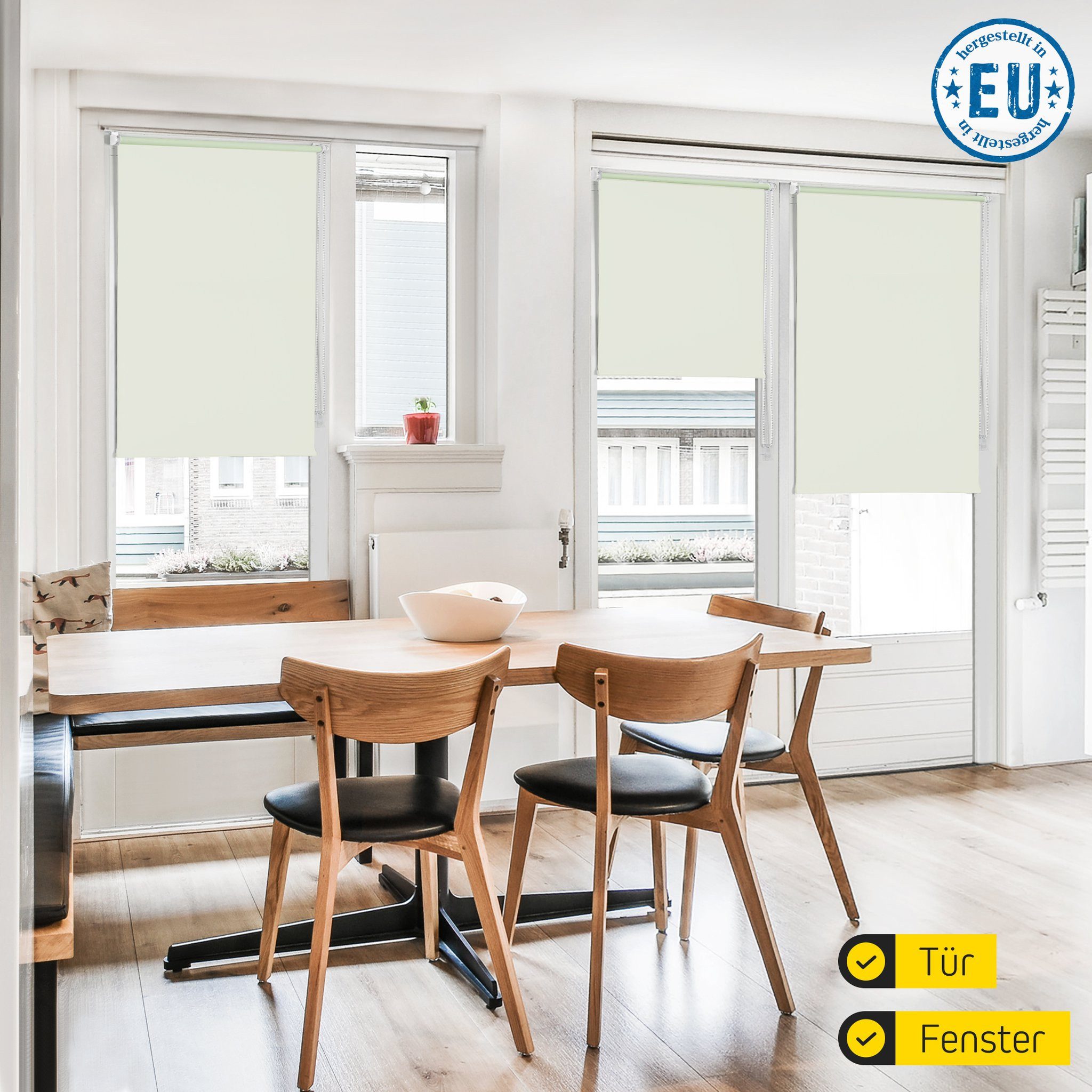 Verdunklungsrollo Vollverdunkelnd, 32,5 x 110 cm, creme [Stoffbreite 29,1 cm], jalousiescout, verdunkelnd, ohne Bohren, freihängend, Klemmfix, mit Kindersicherung, für Fenster und Türen, Sonnenschutz Sichtschutz