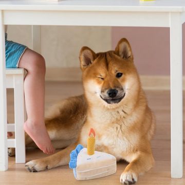 Silberstern Tierkuscheltier Hundespielzeug–Plüsch-Geburtstagskuchenspielzeug,reduziert Langeweile, Indoor-Hundeunterhaltungsspielzeug,quietschendes Plüsch-Hundespielzeug